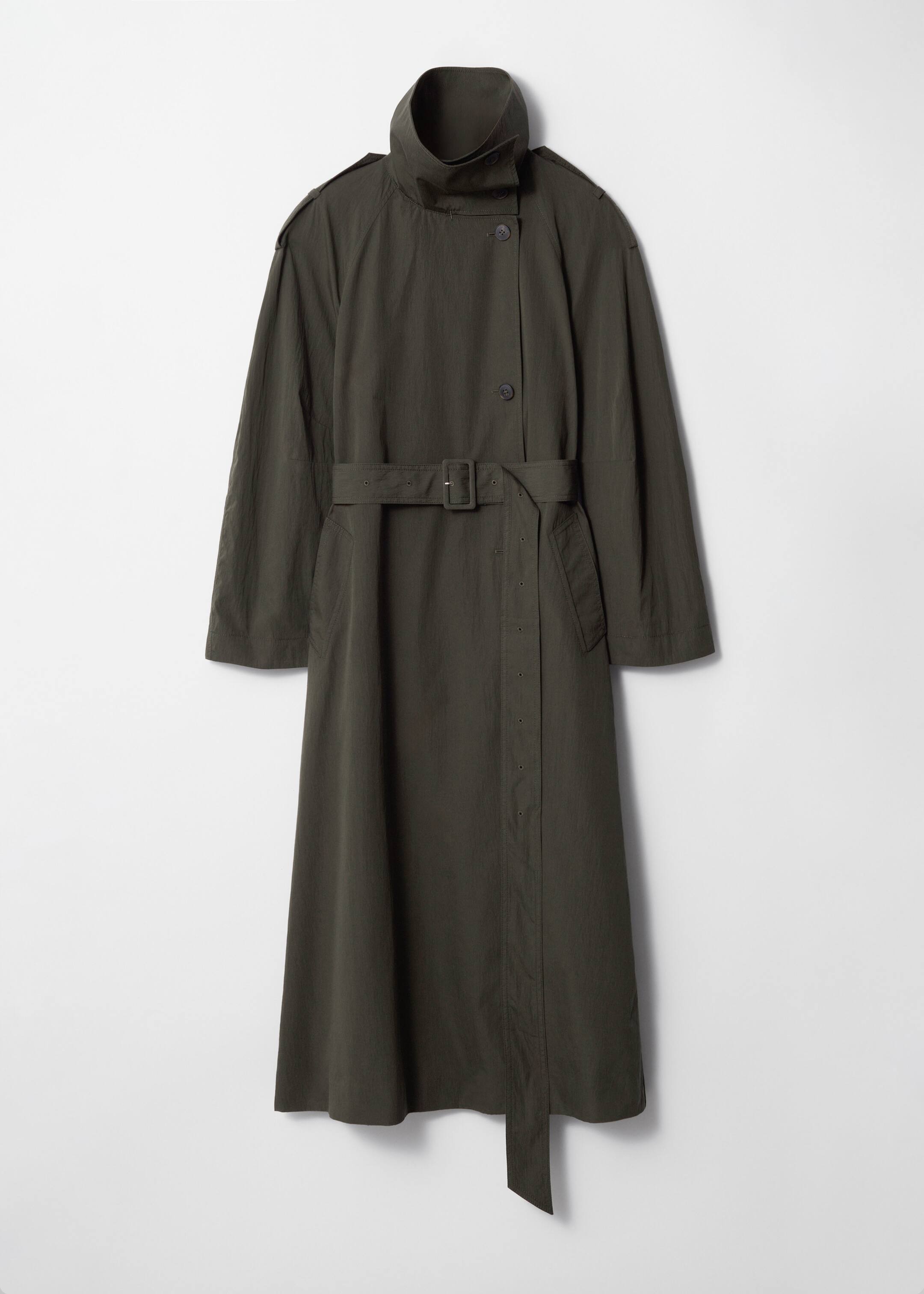Se større billede: Trenchcoat med høj krave - Grøn - DAME | H&M DK 1