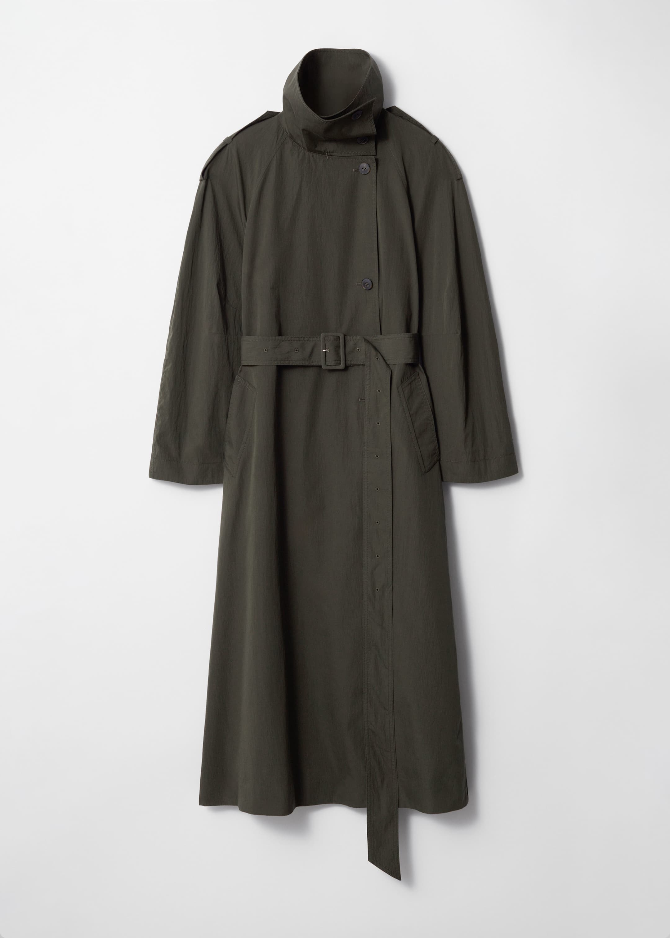 View larger image: High-Collar Trench Coat - Green - Ladies | H&M GB 1