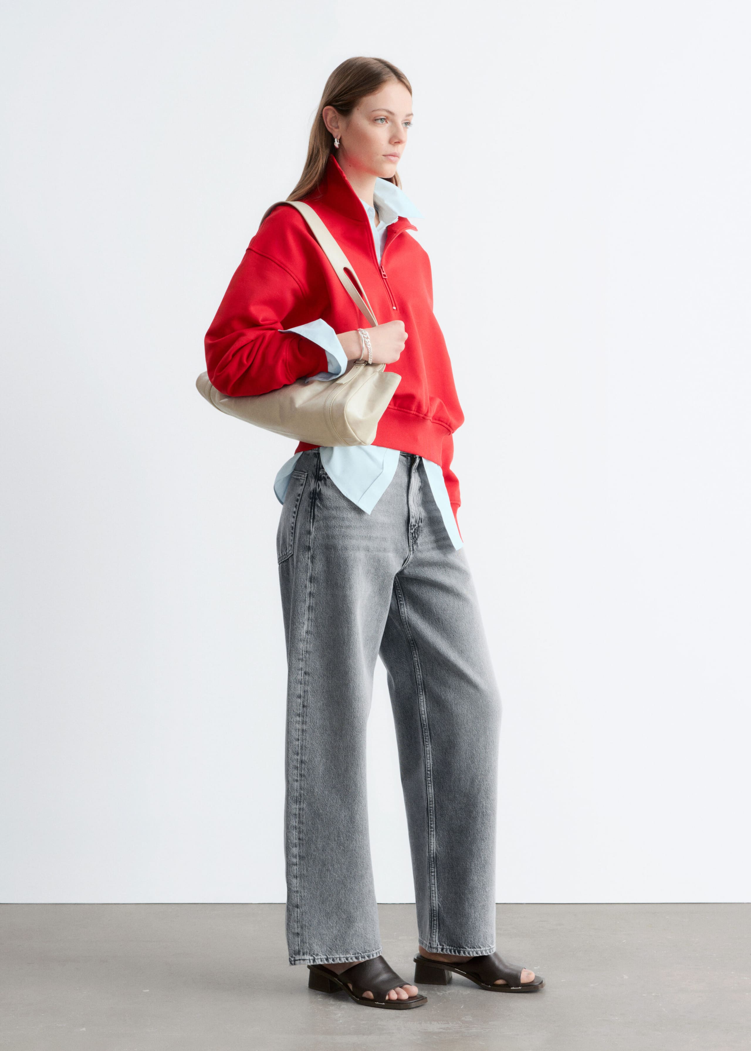 Image of Funnel-Neck Zip-Up Sweatshirt