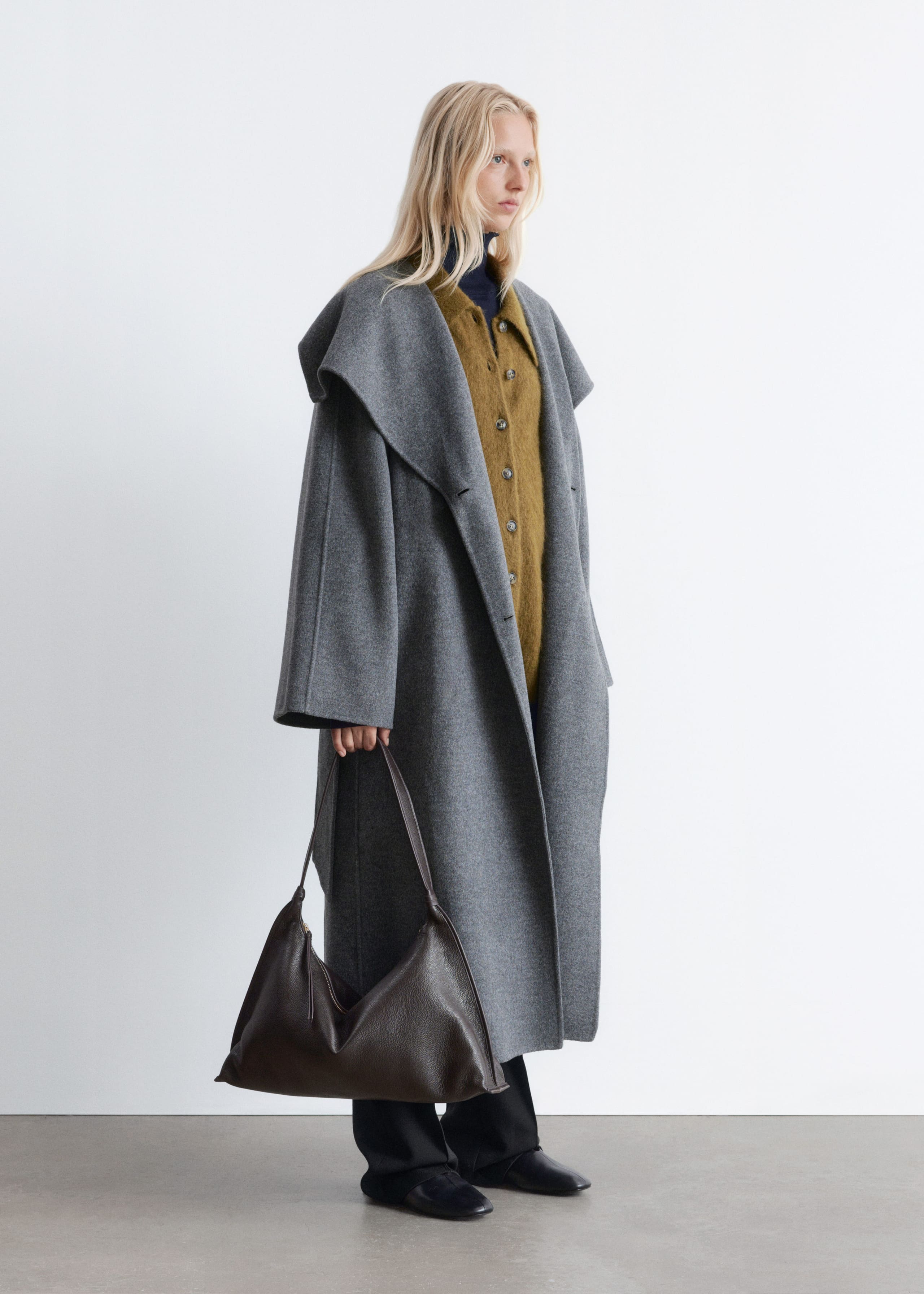 Image of Shawl-Collar Wool Maxi Coat