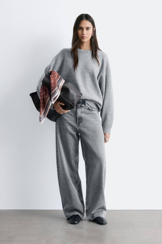 Maglione oversize - Grigio mélange/Blu navy - 1