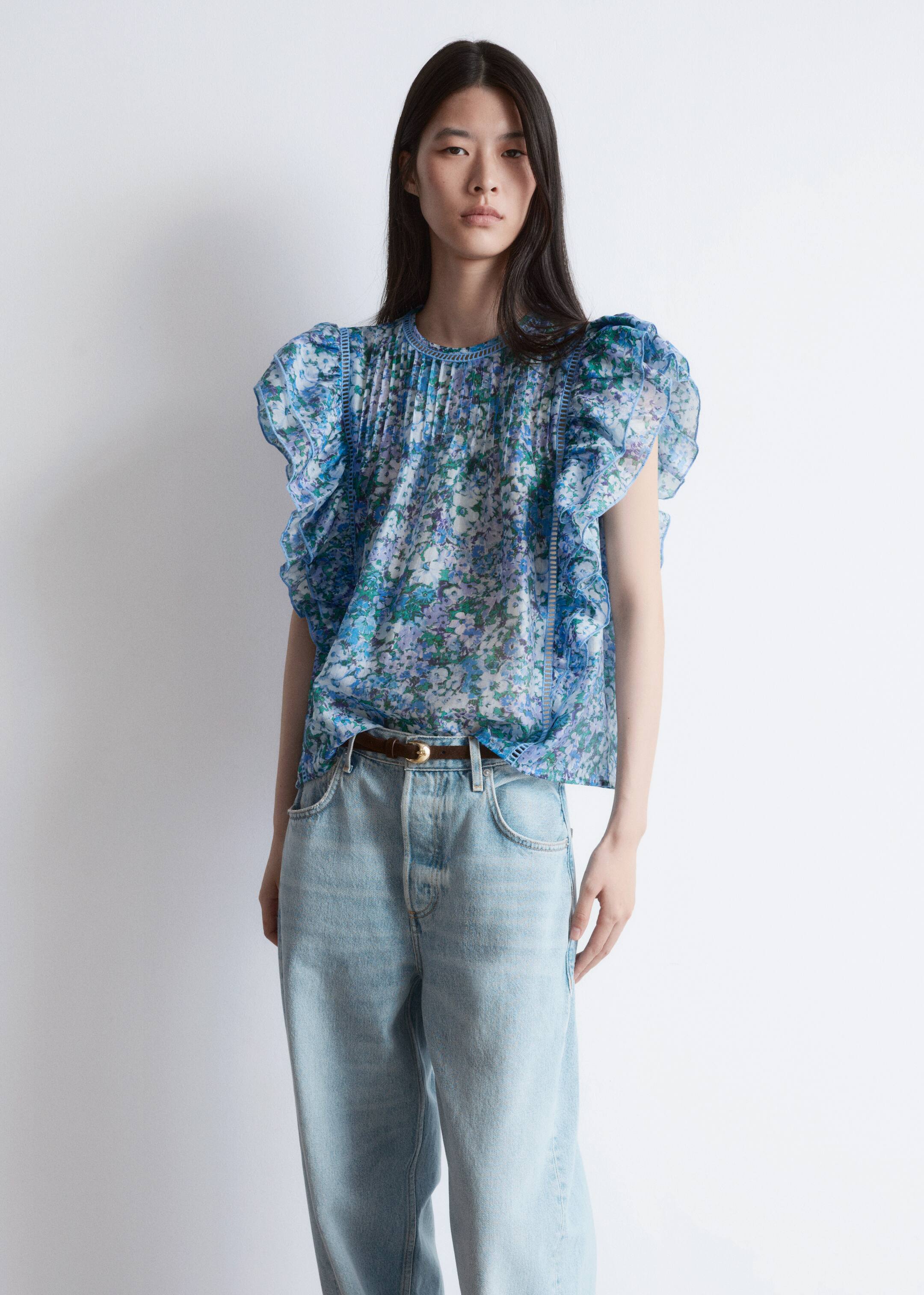 Visa större bild: Volangtopp - Blå/blommig - DAM | H&M SE 5