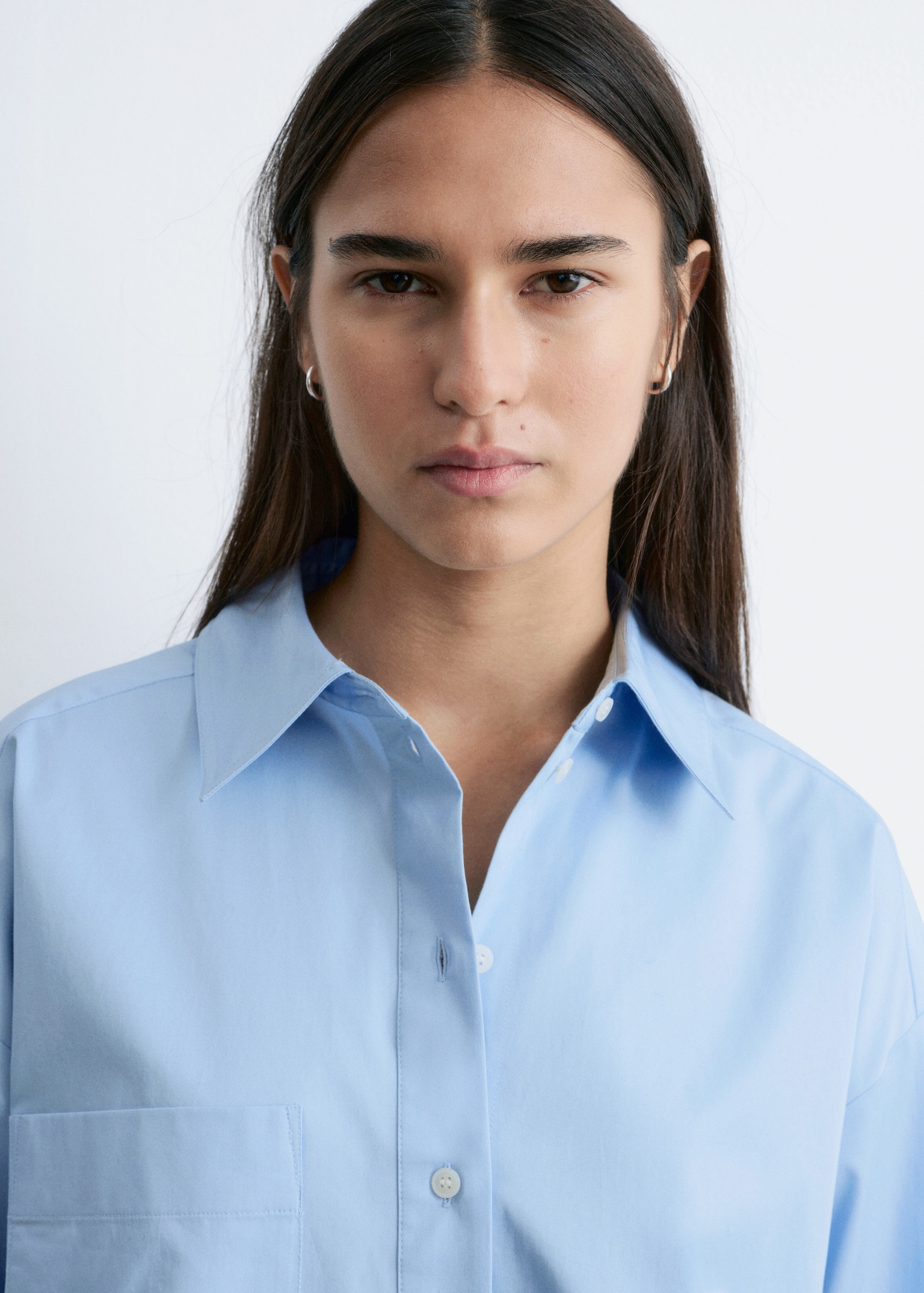 Oversized Shirt - Light Blue/White/Brown Stripes - 6