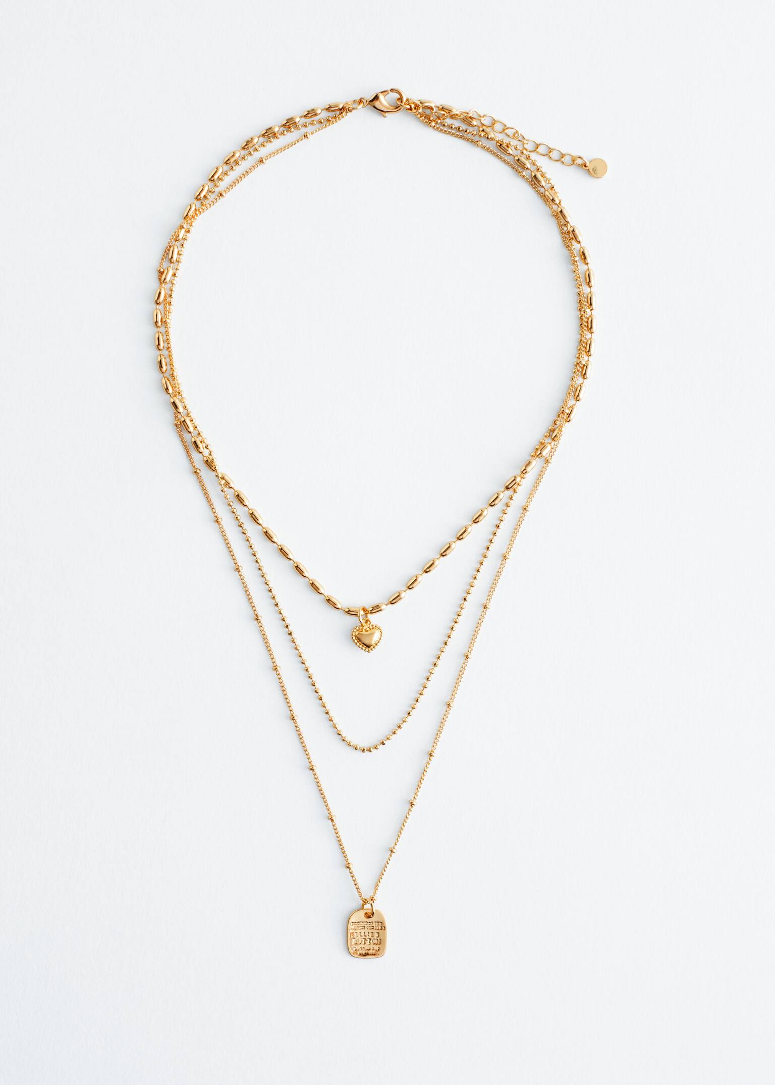 Layered Pendant Necklace - Gold - 2