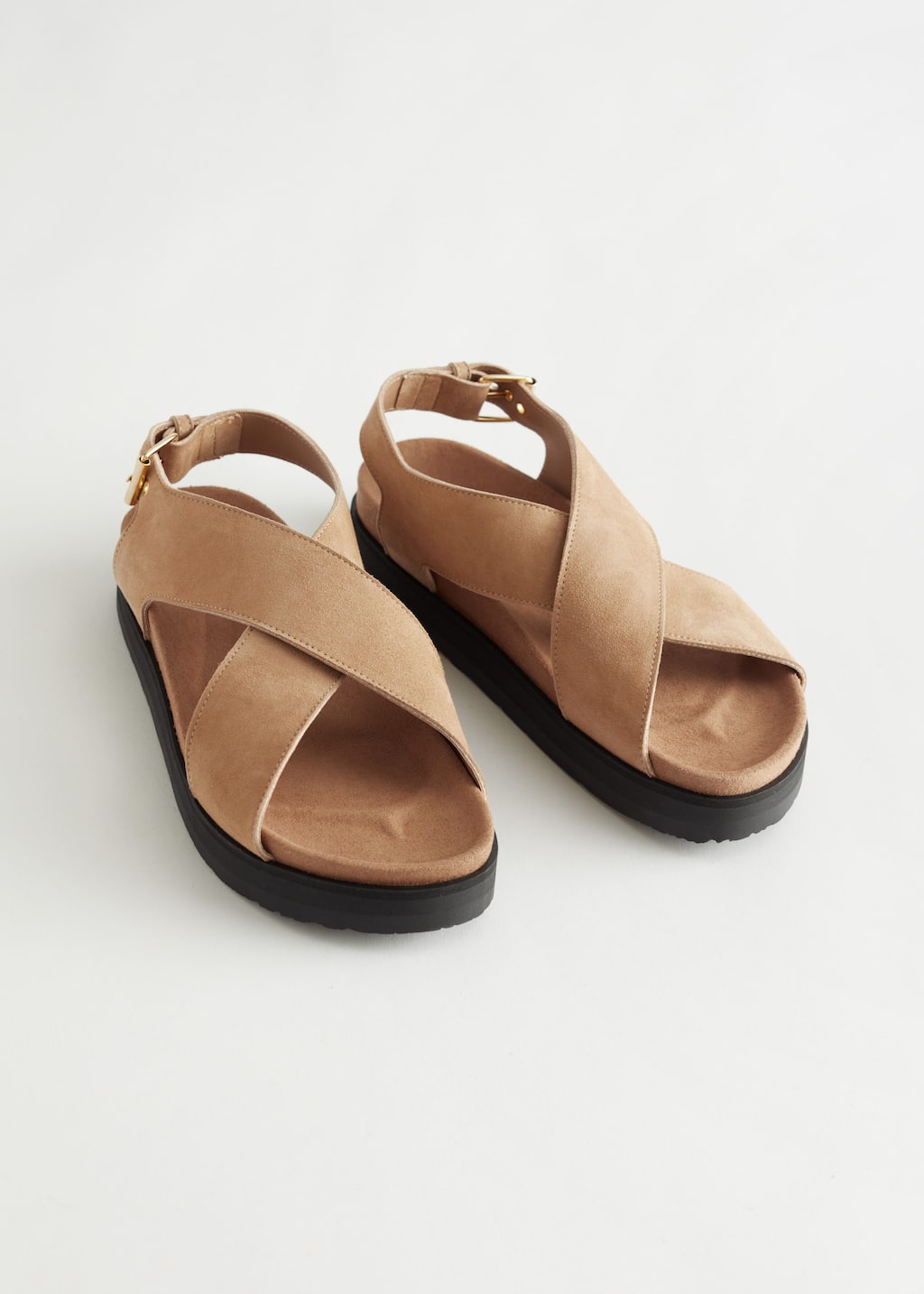 Criss-Cross Leather Sandals - Black - Still Life
