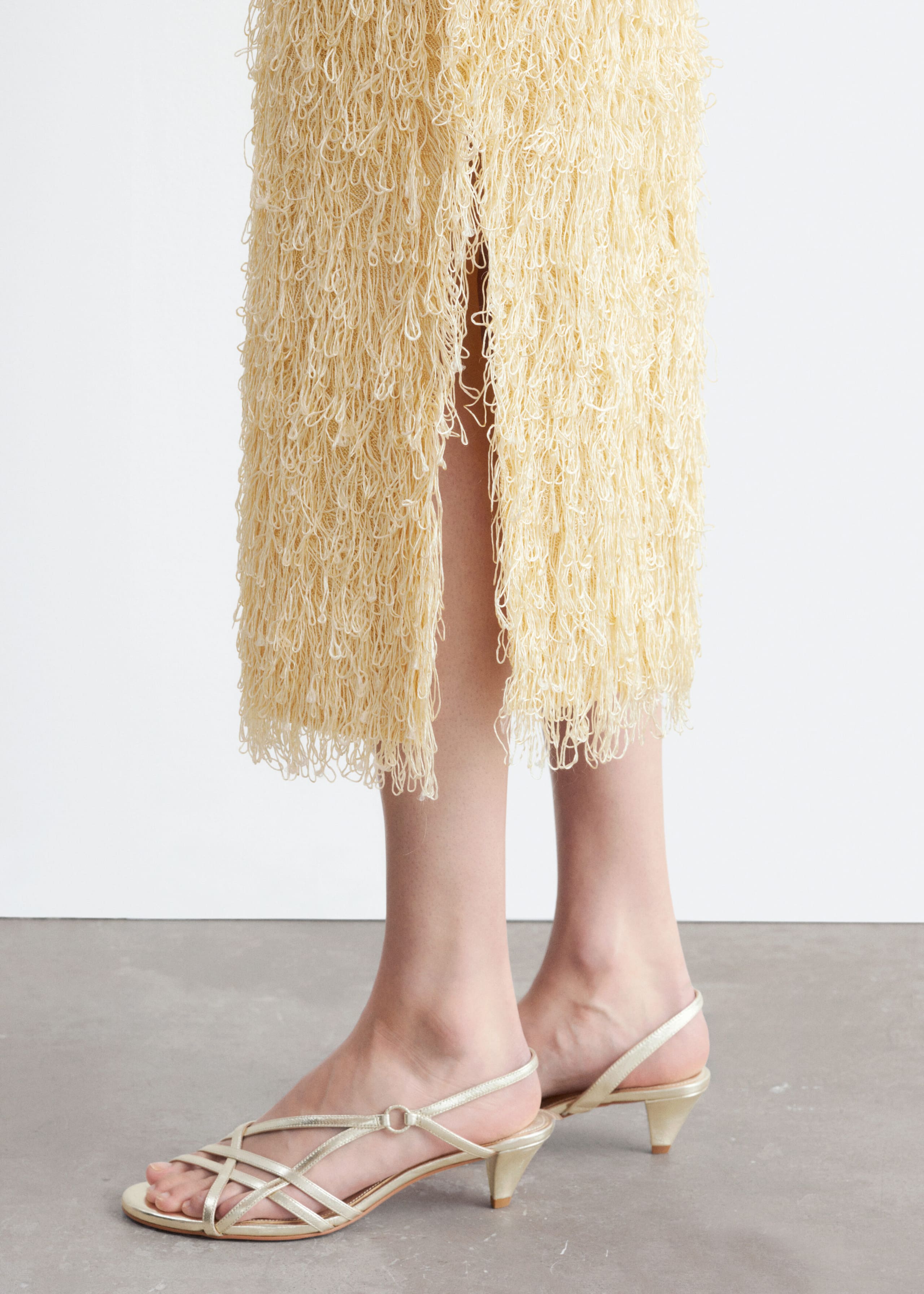 Fringed Pencil Skirt - Cream - Lookbook