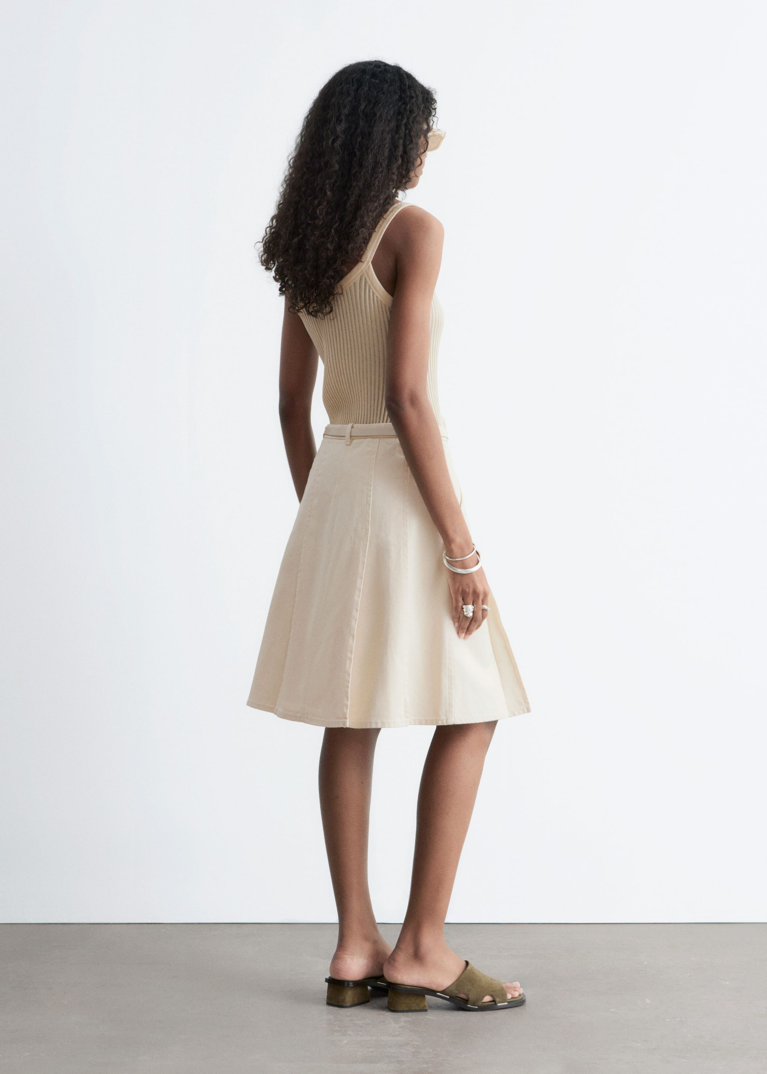 Image of Pleated Cotton Midi Skirt