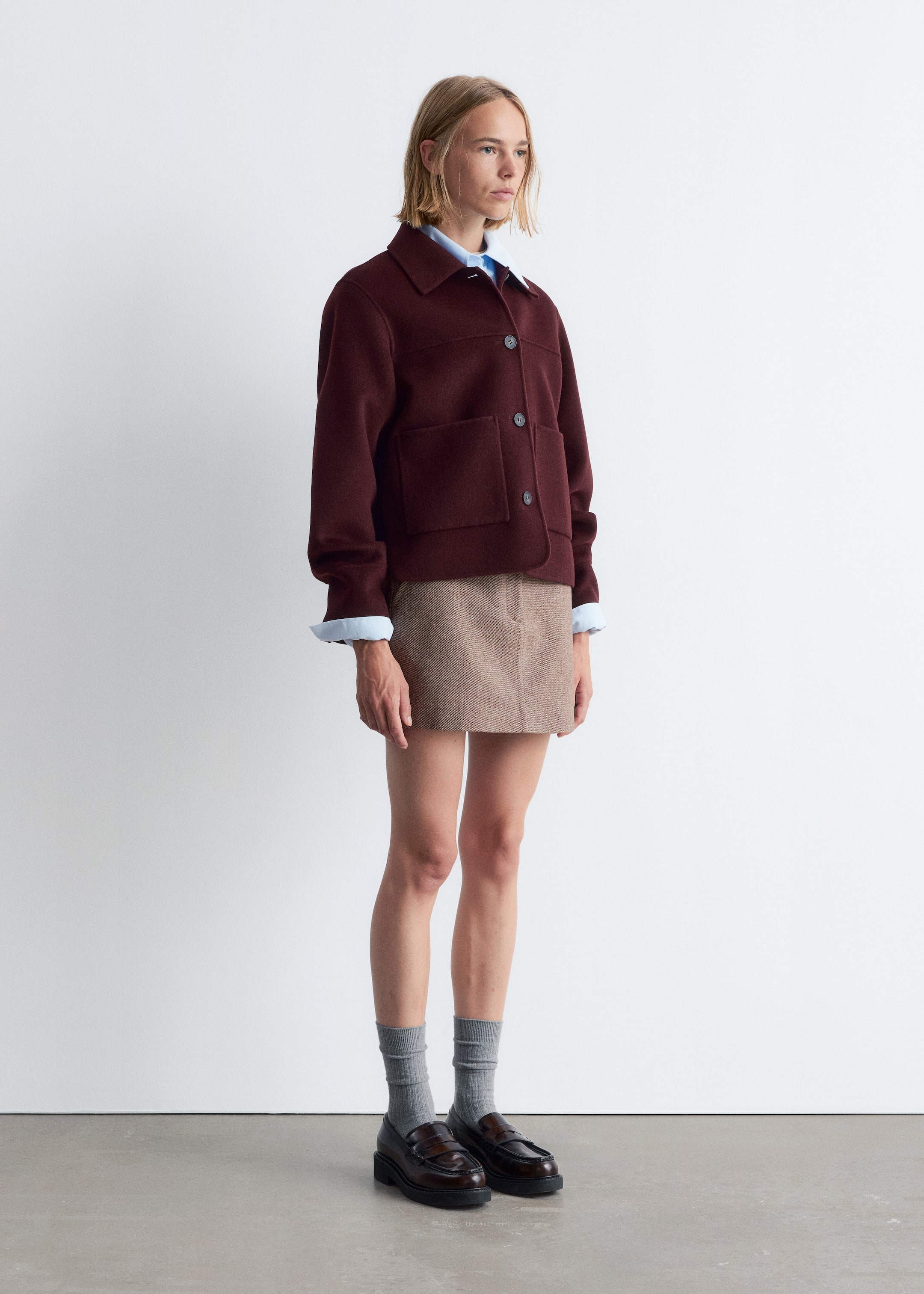 Visa större bild: Ulljacka med krage - Mörkröd - DAM | H&M FI 4