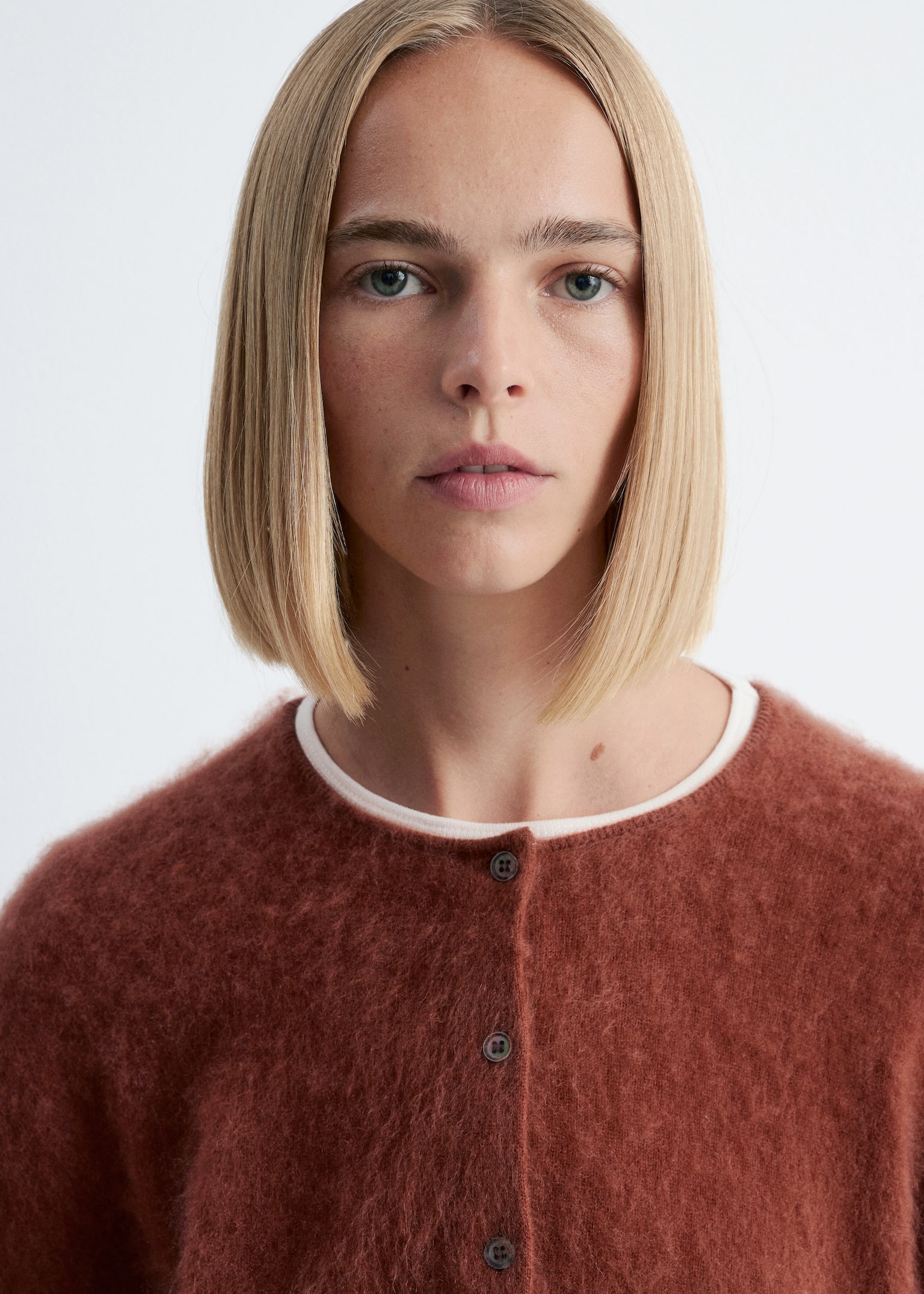Knitted Cashmere Cardigan - Copper Brown - 4