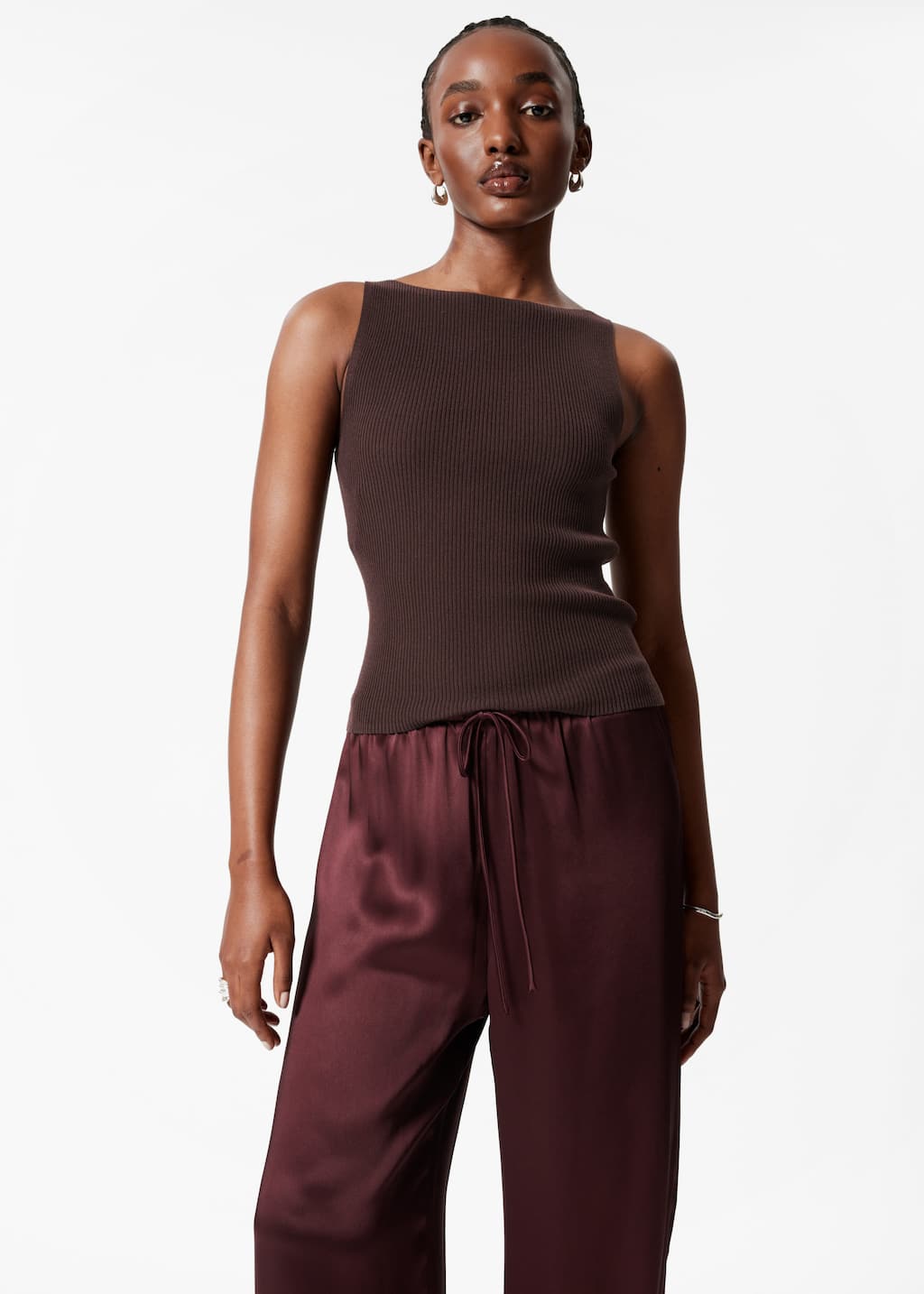 Image of Drawstring Satin Trousers