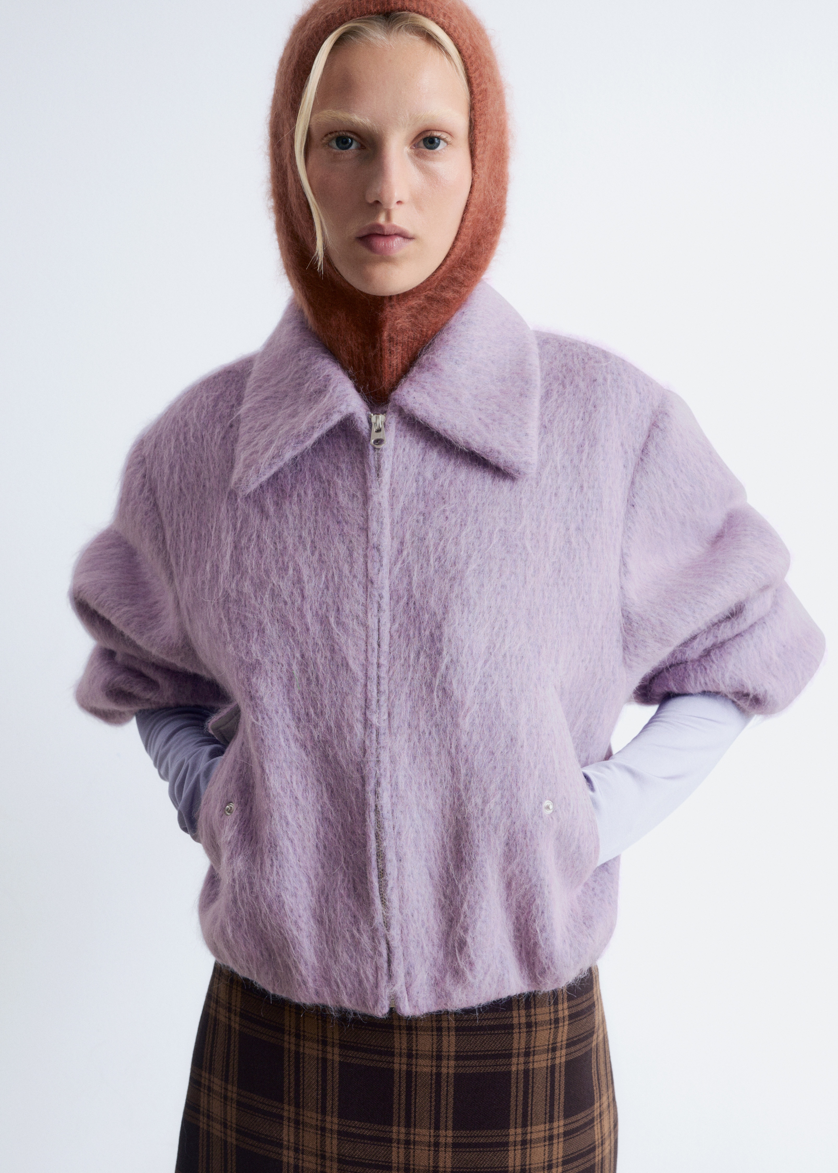 Μπαλακλάβα από βουρτσισμένο κασμίρι - Καφέ/Cream