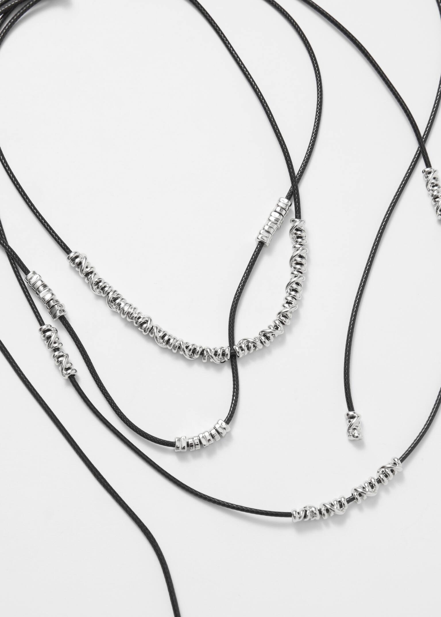 Colier cu șnur stratificat - Argintiu - 5