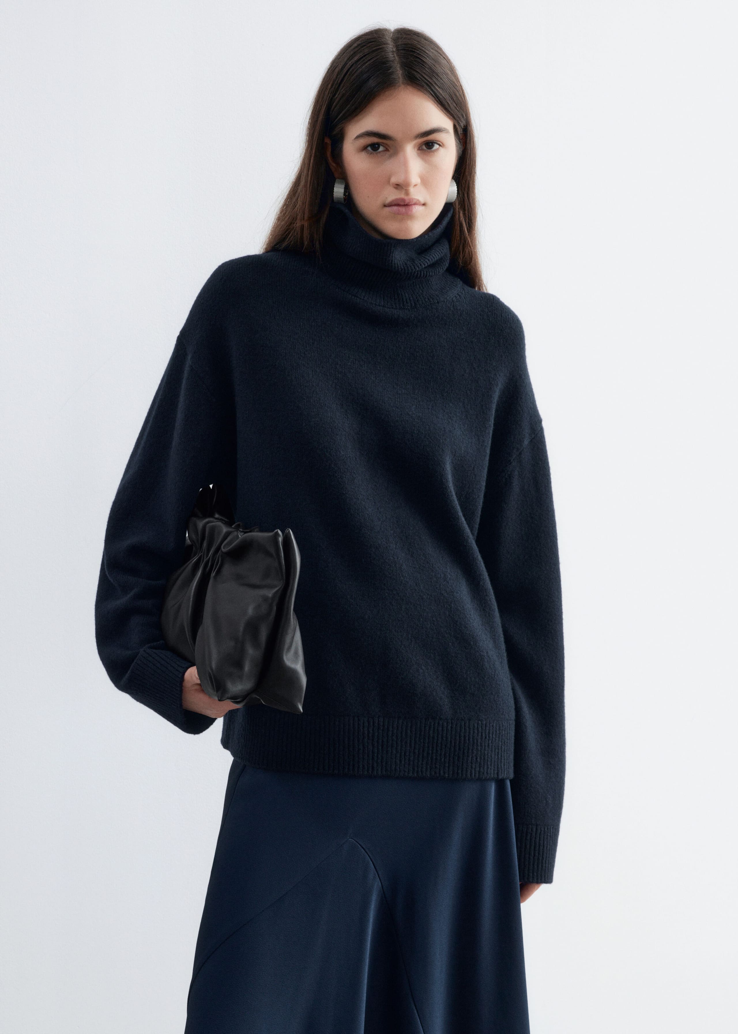 Wool-Cotton Turtleneck Jumper - Dark Blue - Lookbook
