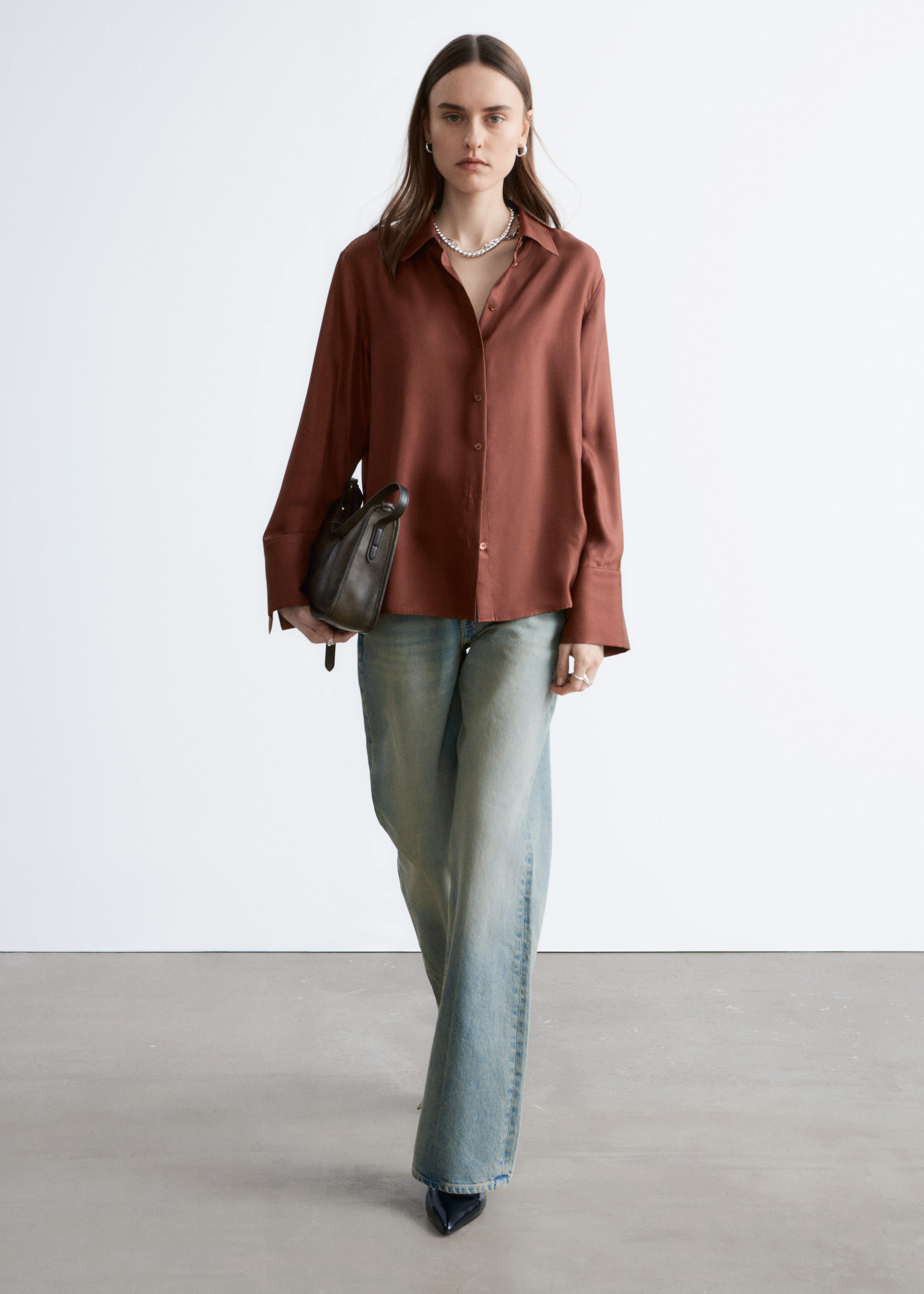 Relaxed Silk Shirt - Brown - Shirts - & Other Stories US