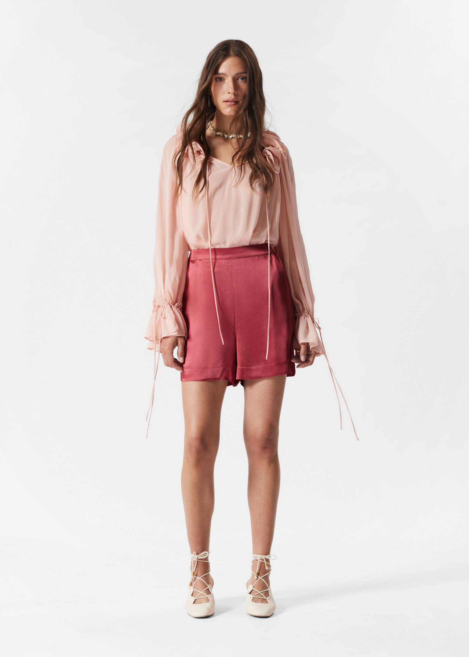 Shorts pull on in raso - Rosa scuro/Marrone scuro/Verde chiaro