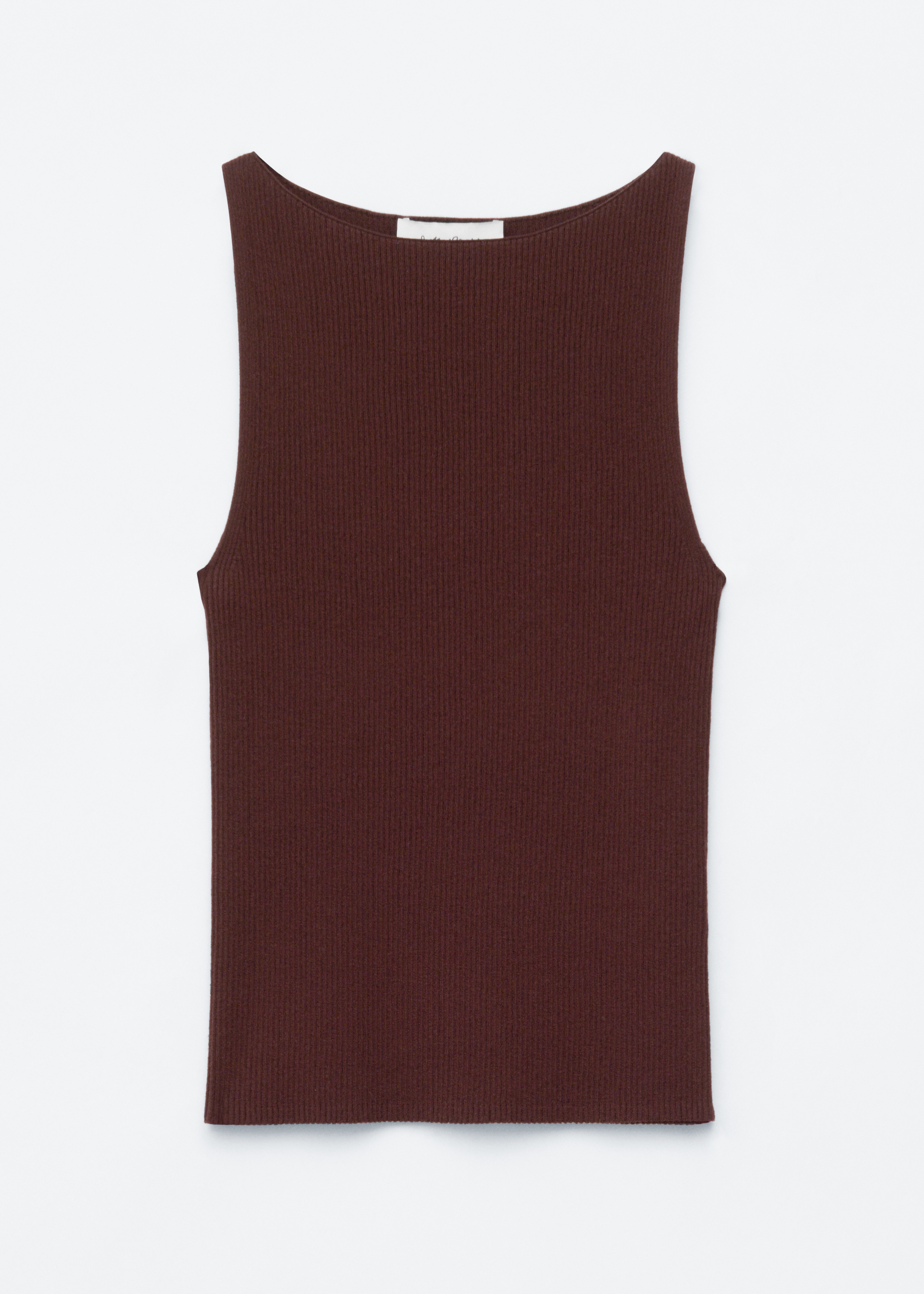 Ribstrikket tanktop - Mørkebrun/Rød/Chartreuse