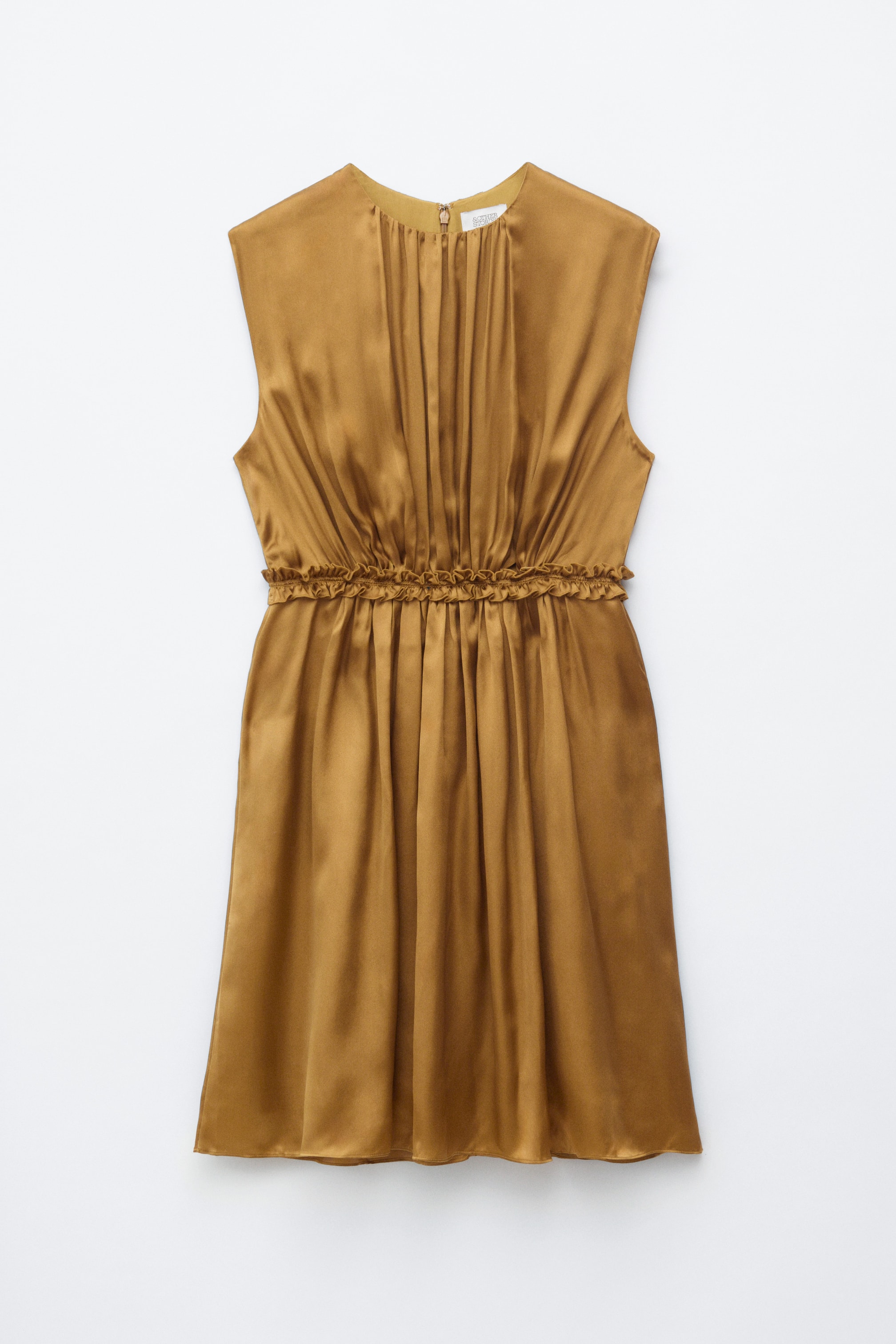 Grotere afbeelding bekijken: Zijden mini-jurk met plooien - Brons - DAMES | H&M BE 1