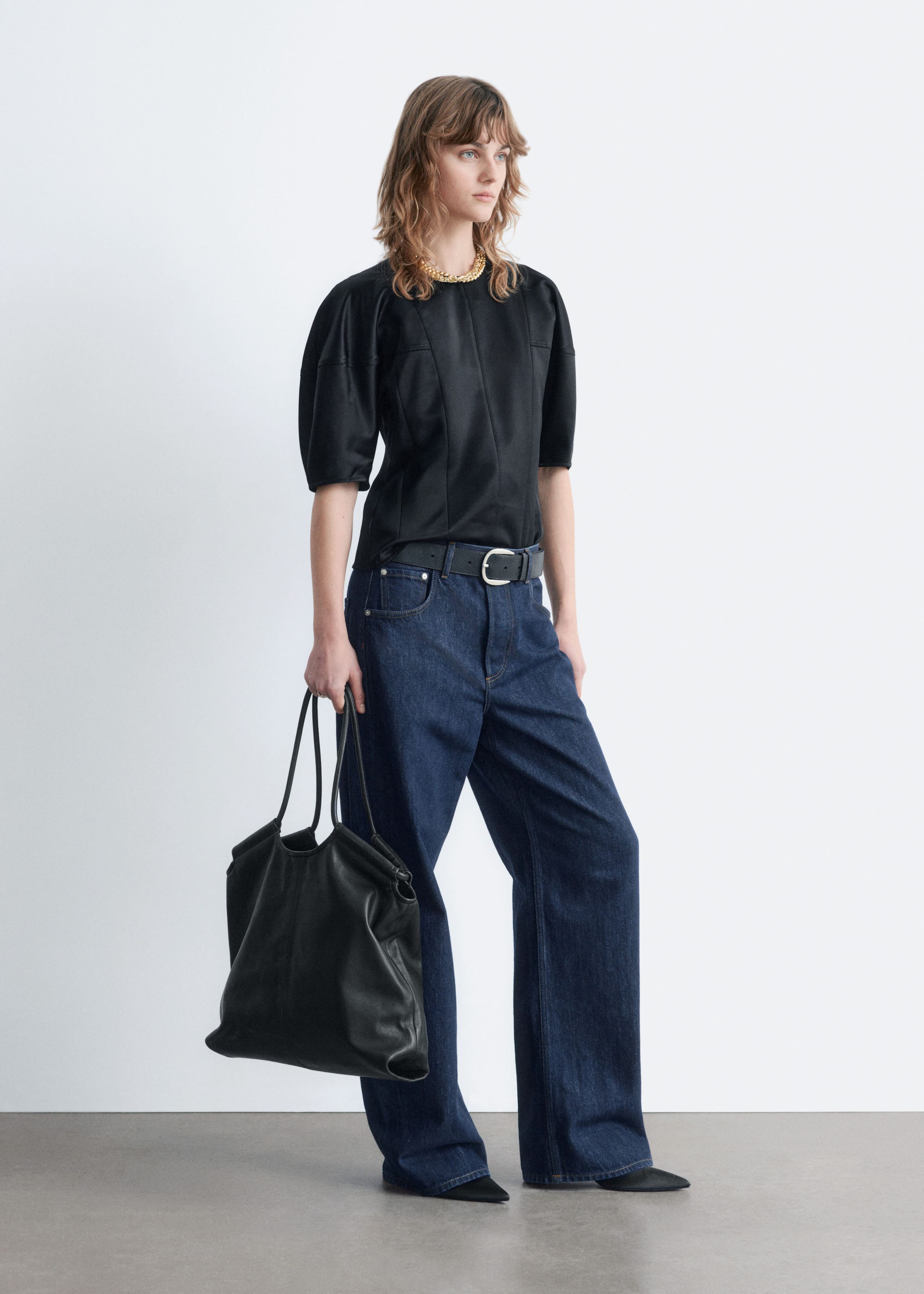 Image of Satin Puff-Sleeve Top