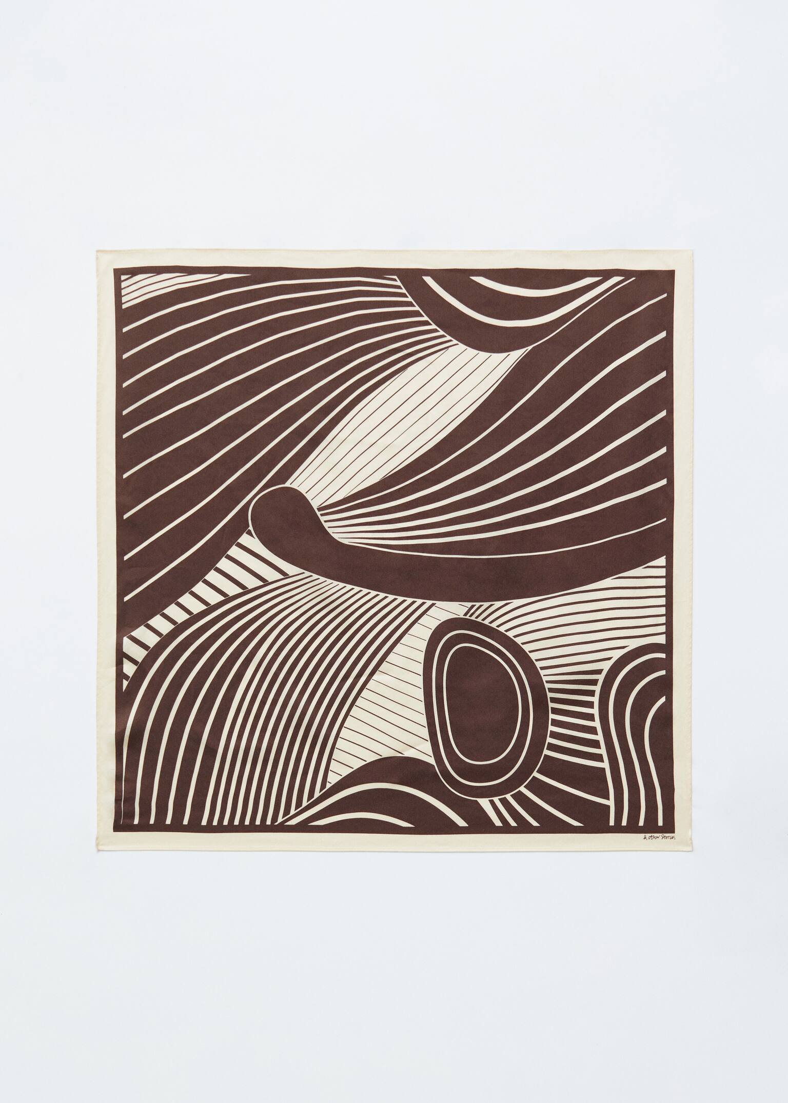 Quadratisches Seidentuch mit Grafikprint - Braun/Creme - 3