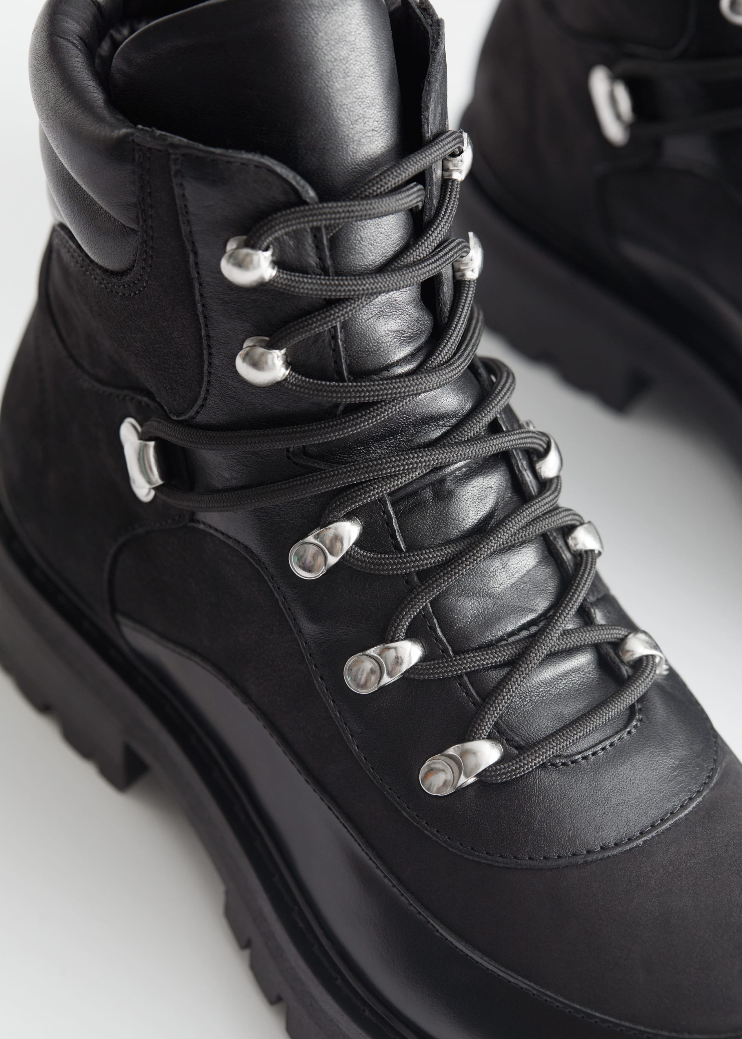 Leather Lace-Up Hiking Boots - {{variantName}} - Descriptive Detail