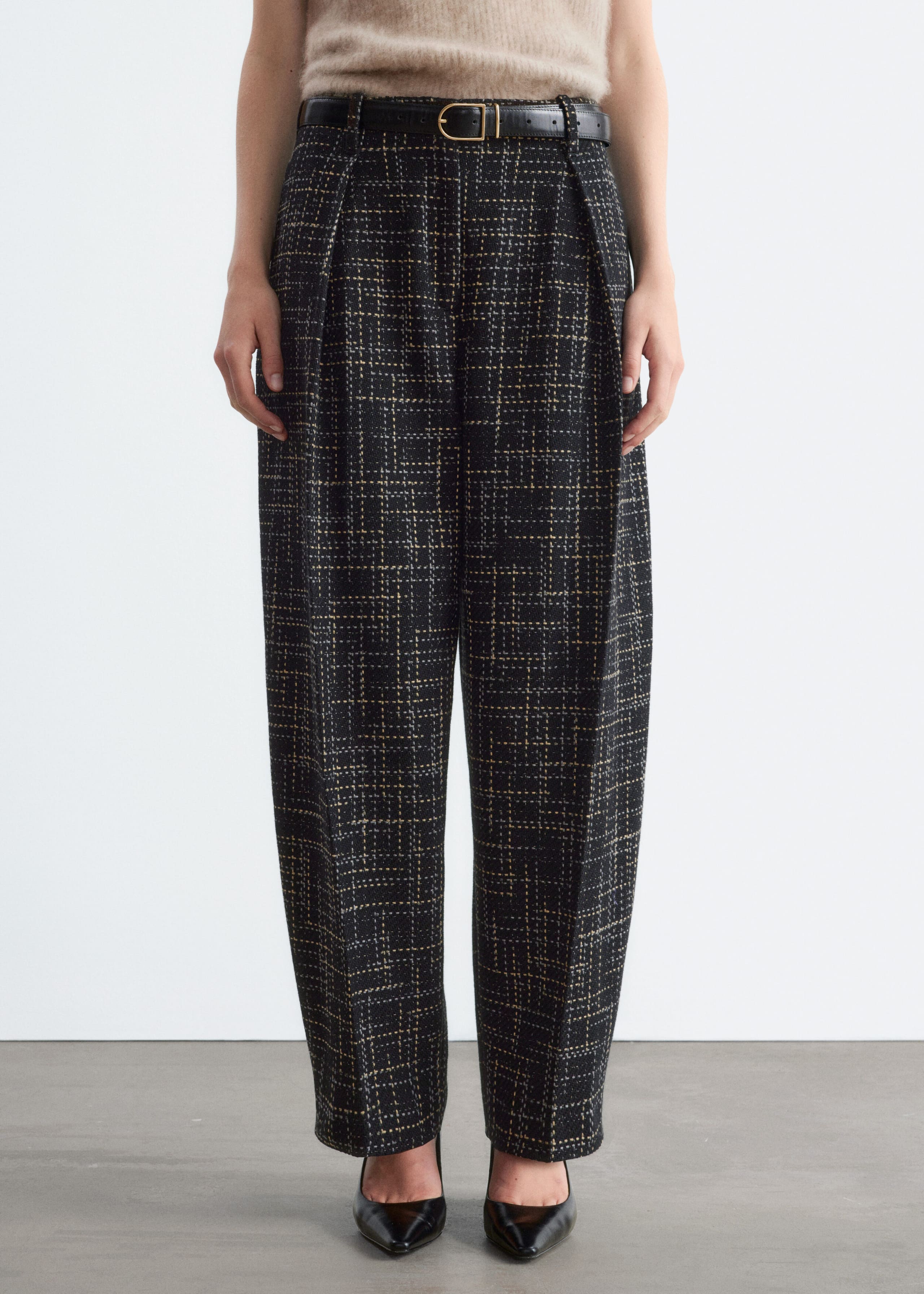 Tweed Volume Trousersf - Black - Still Life