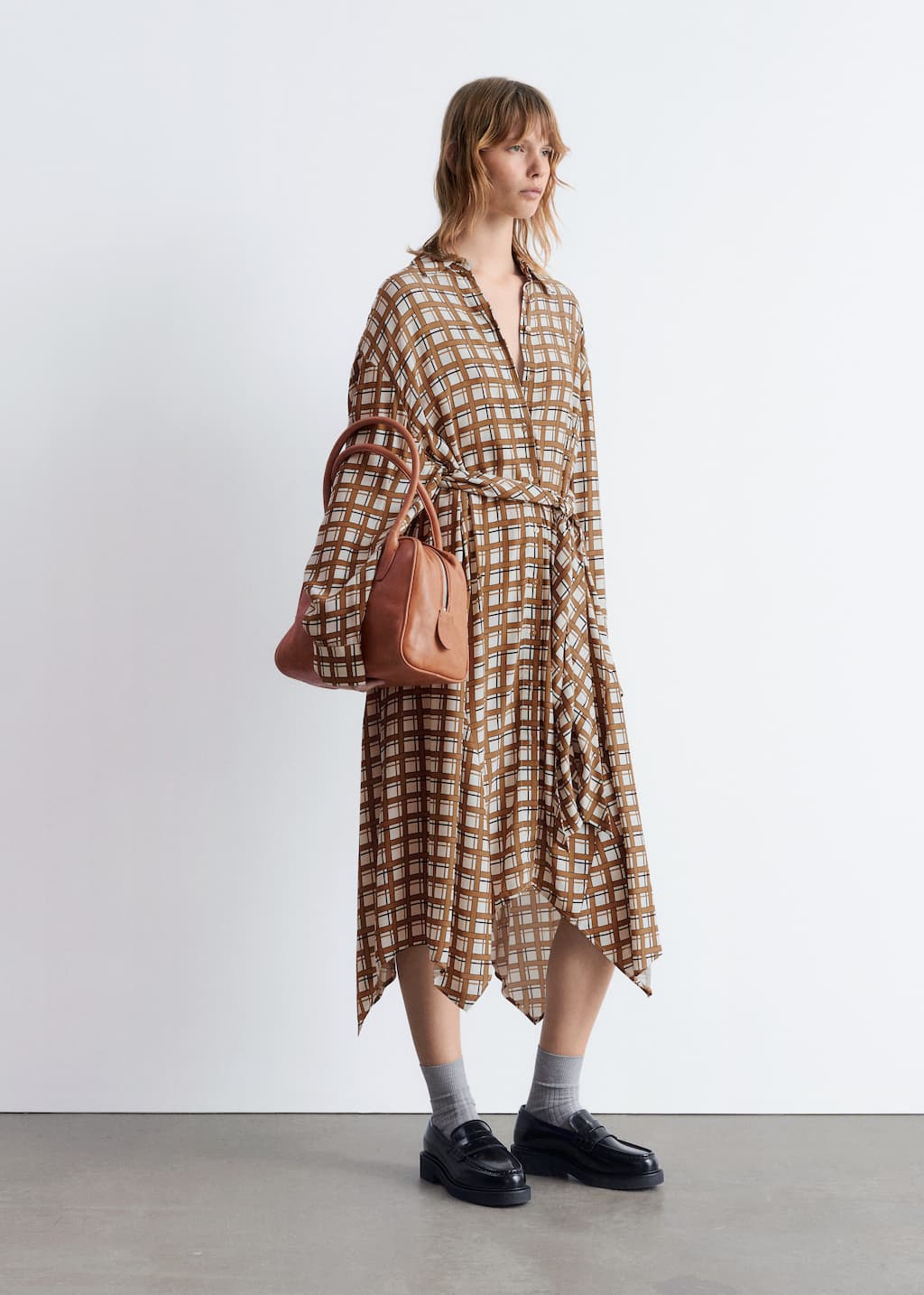 Image of Midi-Hemdblusenkleid mit Bindedetail