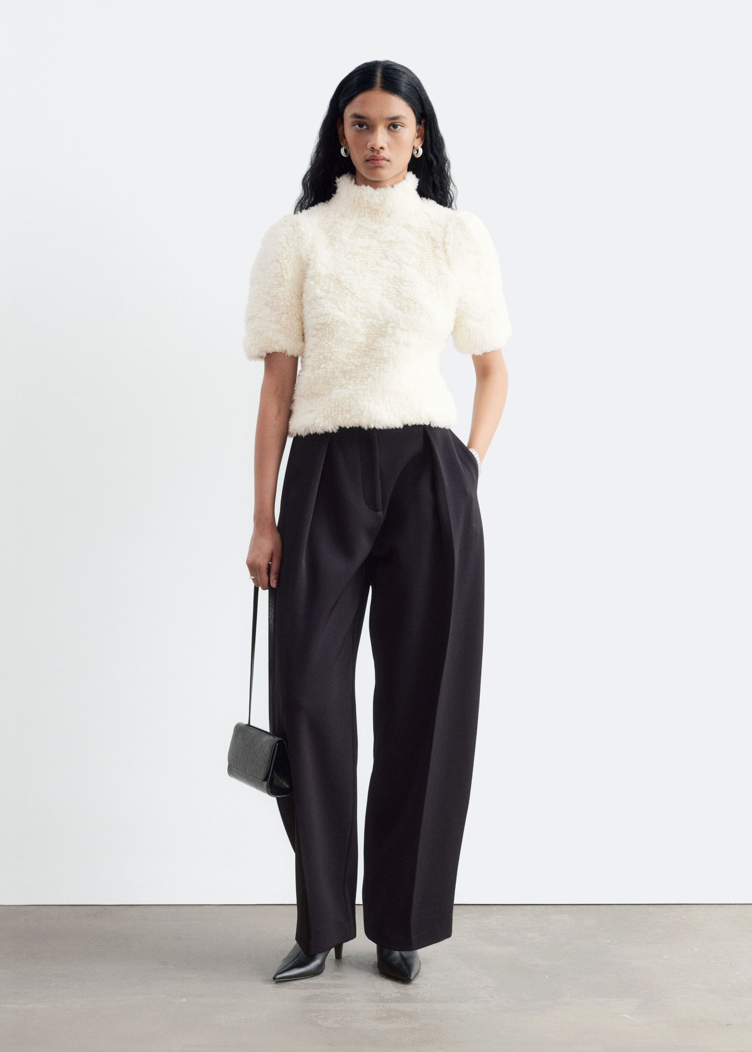 Pile-Knit Top Off White