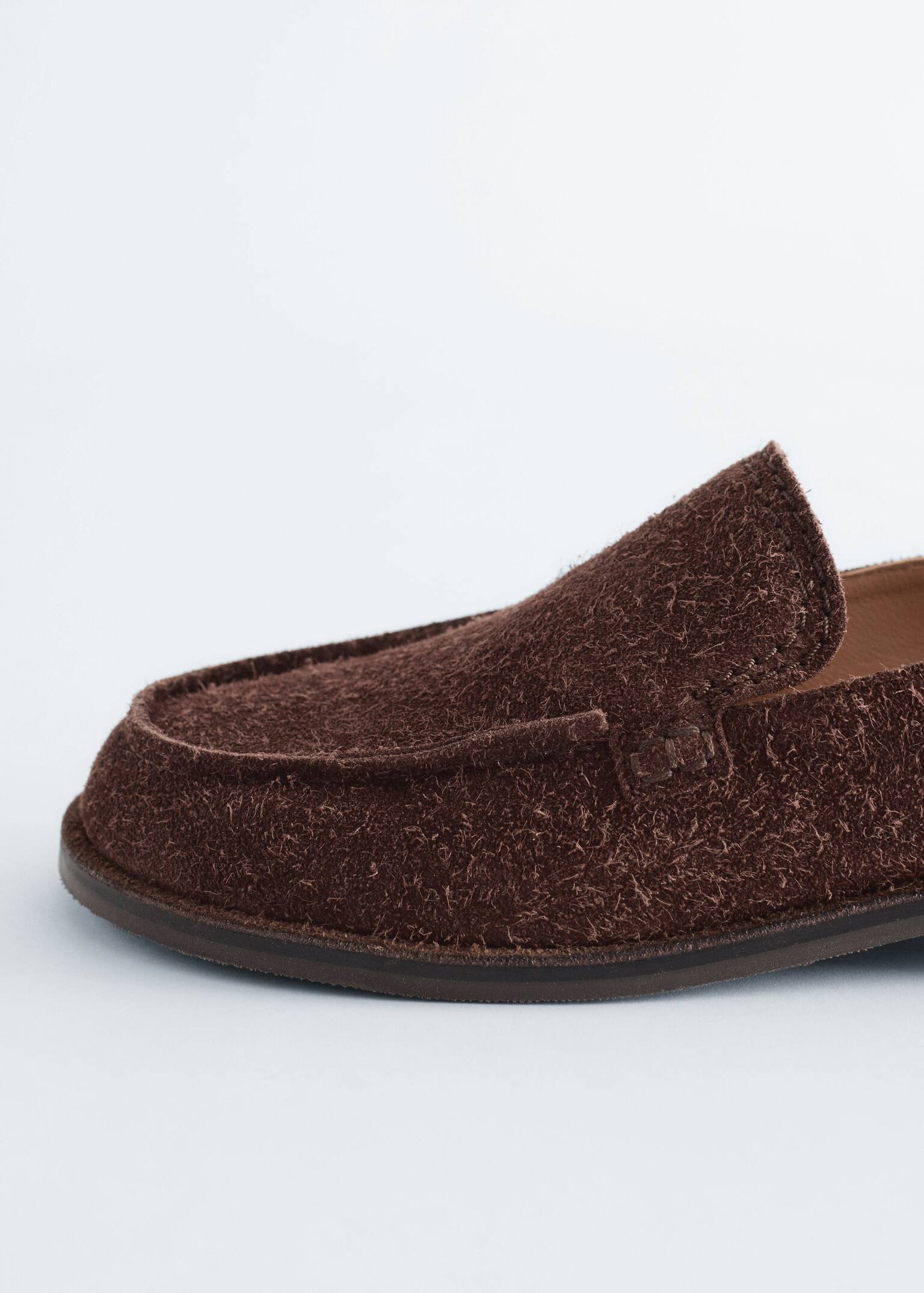 Mokasyny ze szczotkowanego zamszu - Brązowy - 4