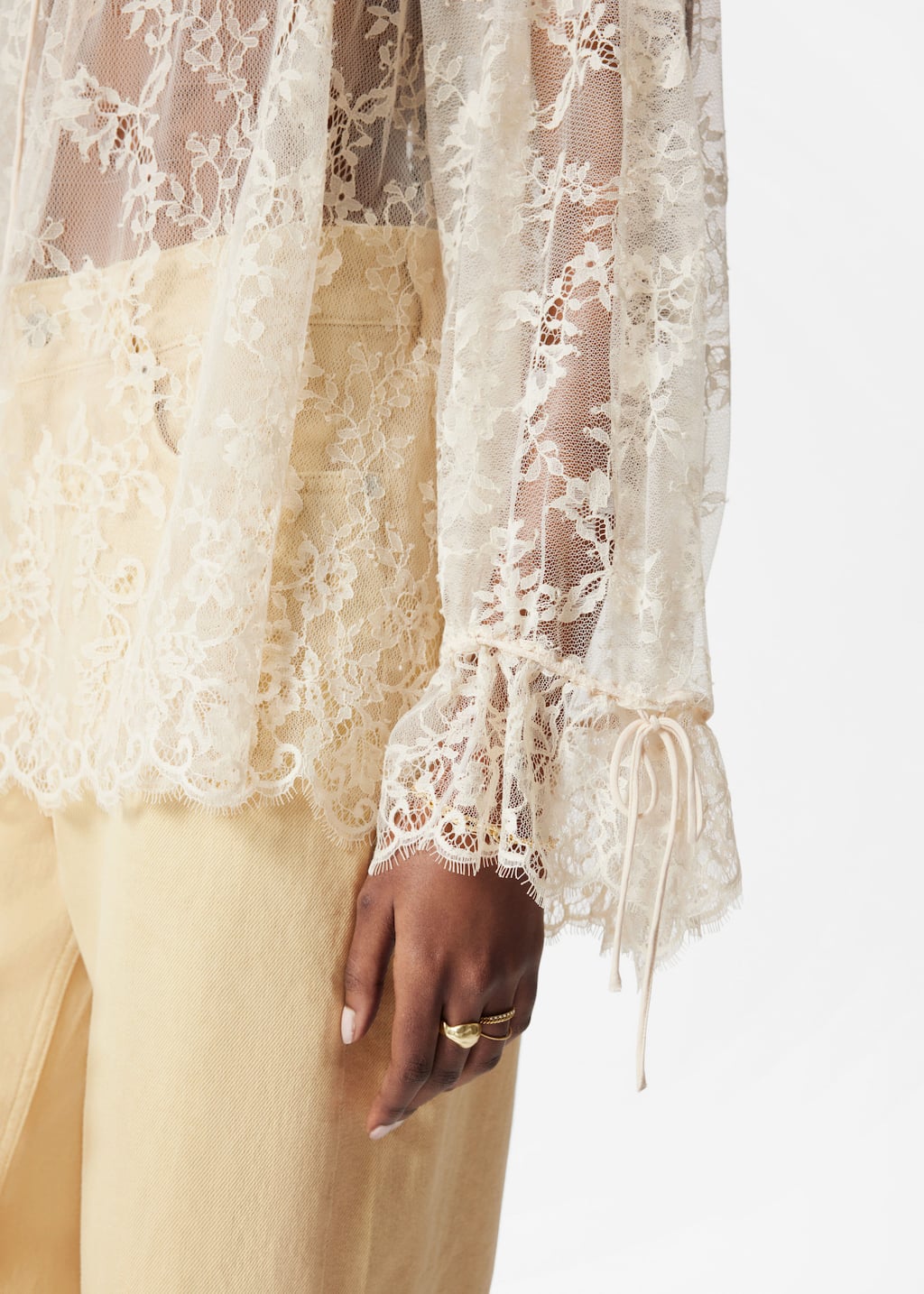 Ruffle Lace Blouse - Cream - Lookbook