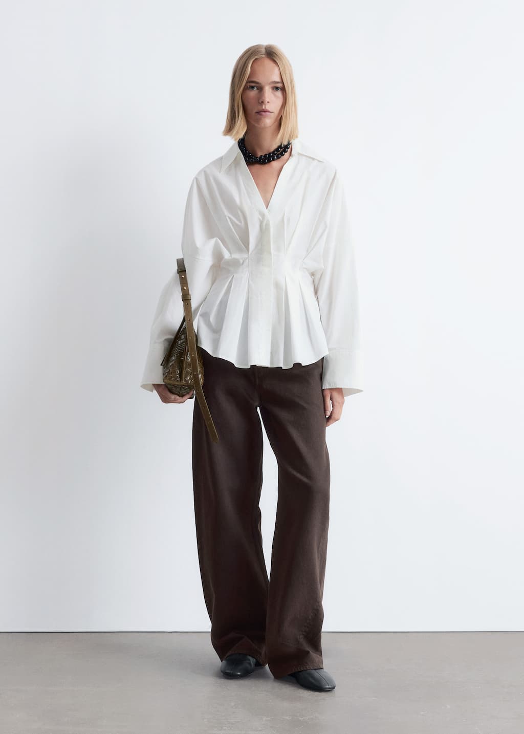 Image of Fitted-Waist Cotton Shirt