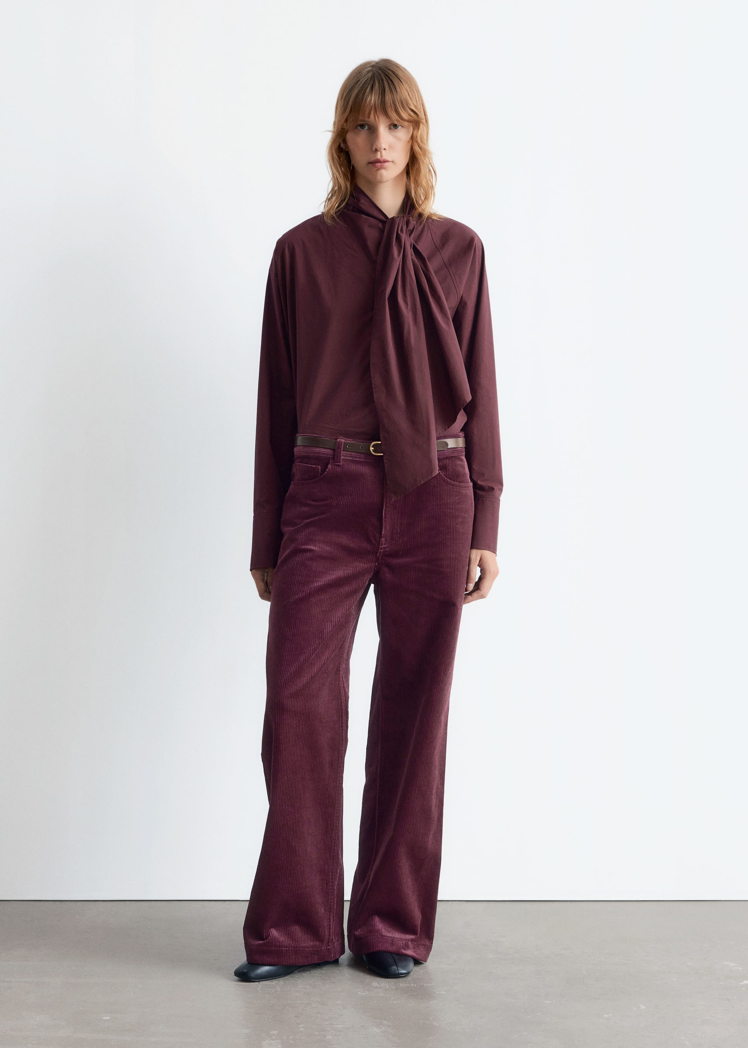 Image of Scarf-Detail Shirt