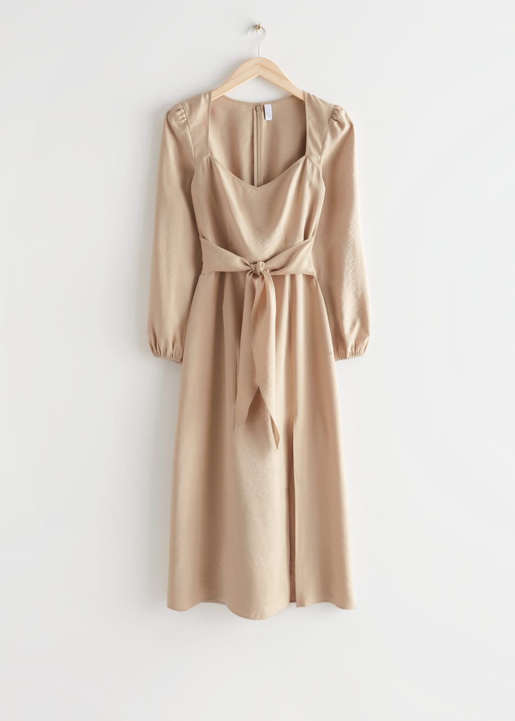 Sweetheart Neck Midi Dress - Beige - Bodegón