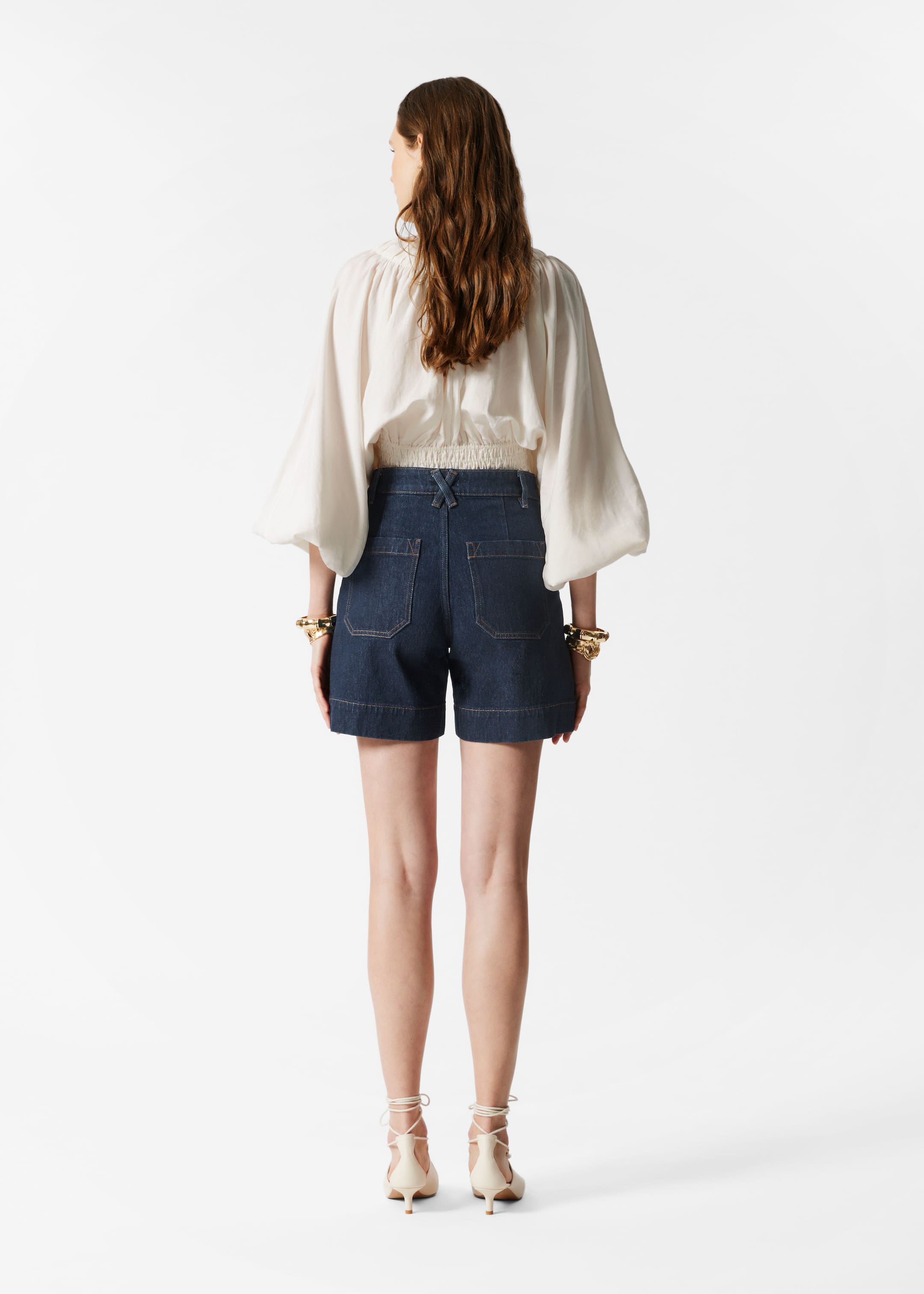Visa större bild: Denimshorts med hög midja - Mörkblå - DAM | H&M FI 4