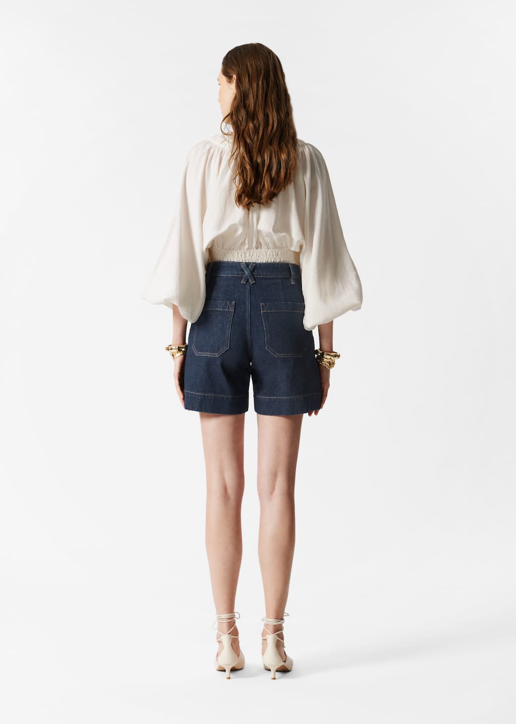 Image of High-Waist Denim Shorts