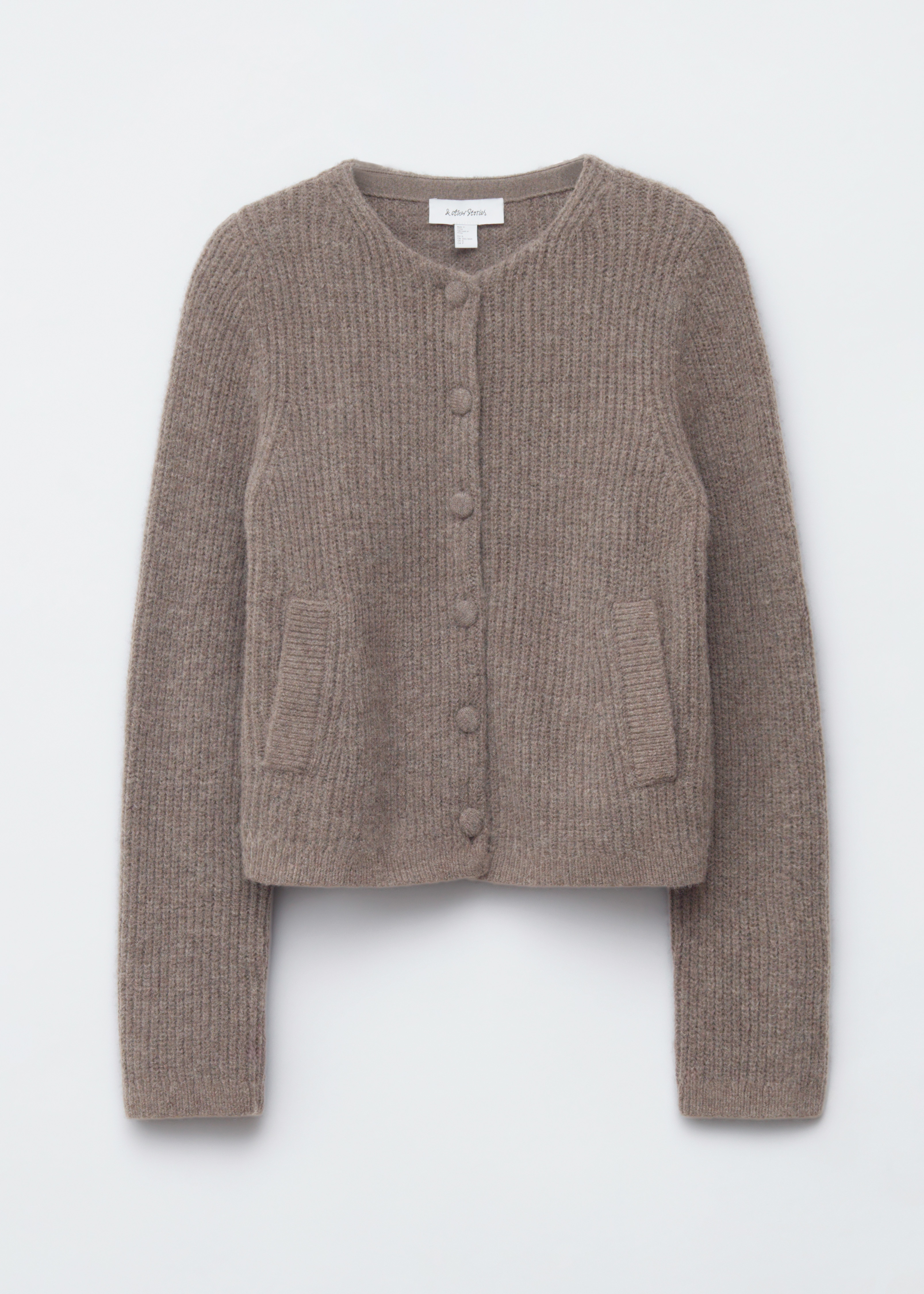 Ribgebreid vest - Taupe/Zwart/Donkerpaars