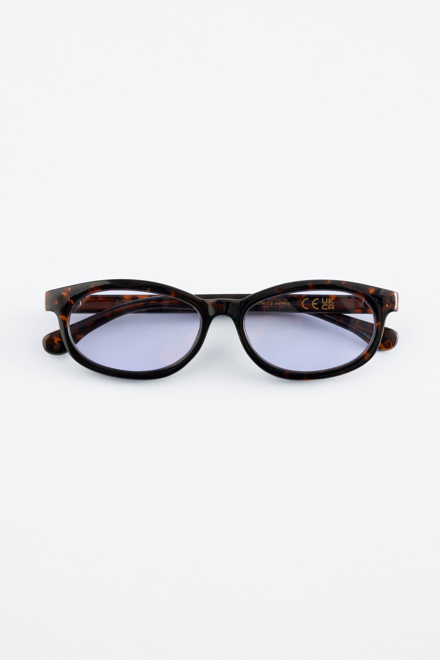 משקפי שמש מלבניים צרים - חום מנומר/אבן/שחור - 2