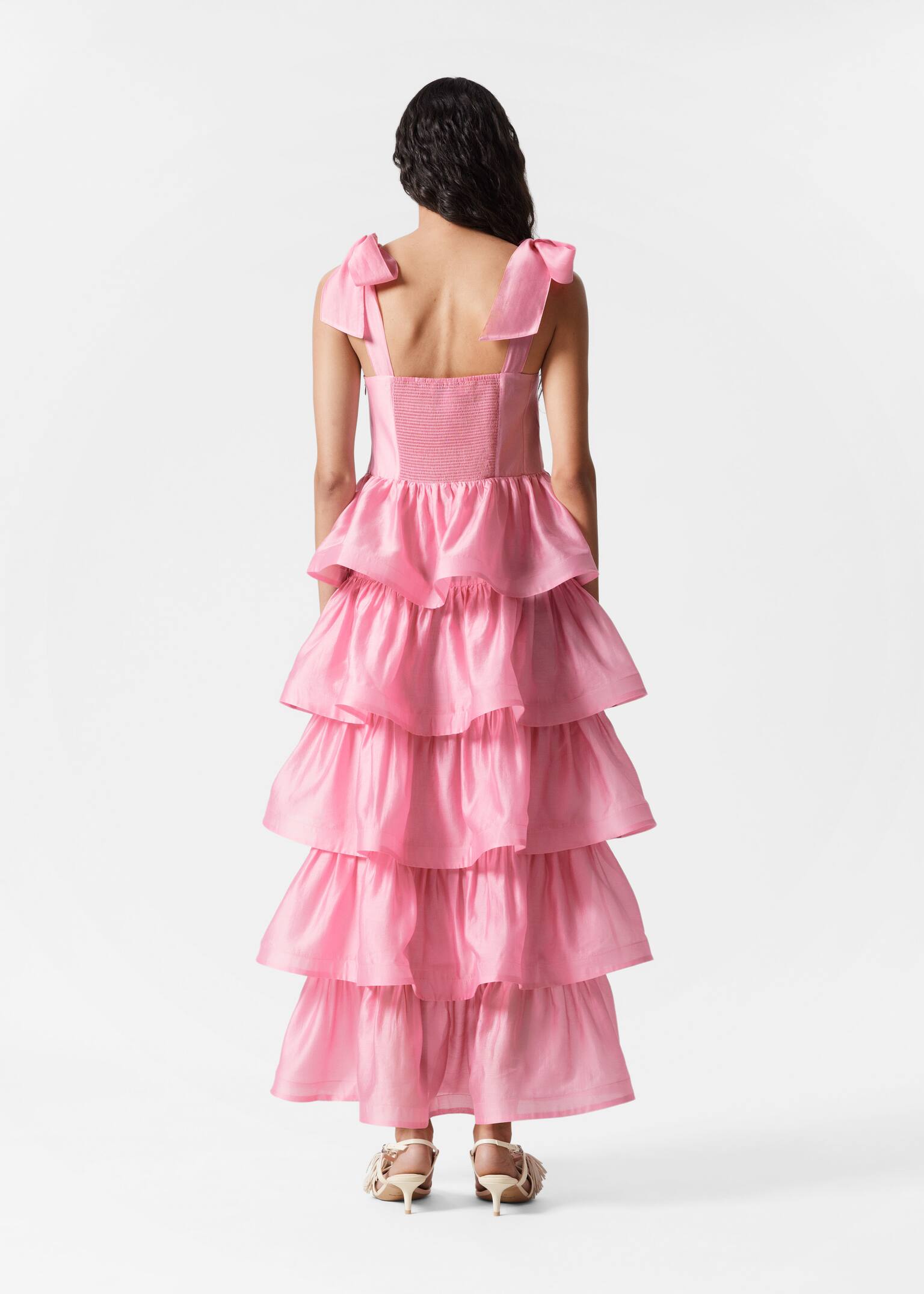 Maxi-jurk met ruches - Roze - 4