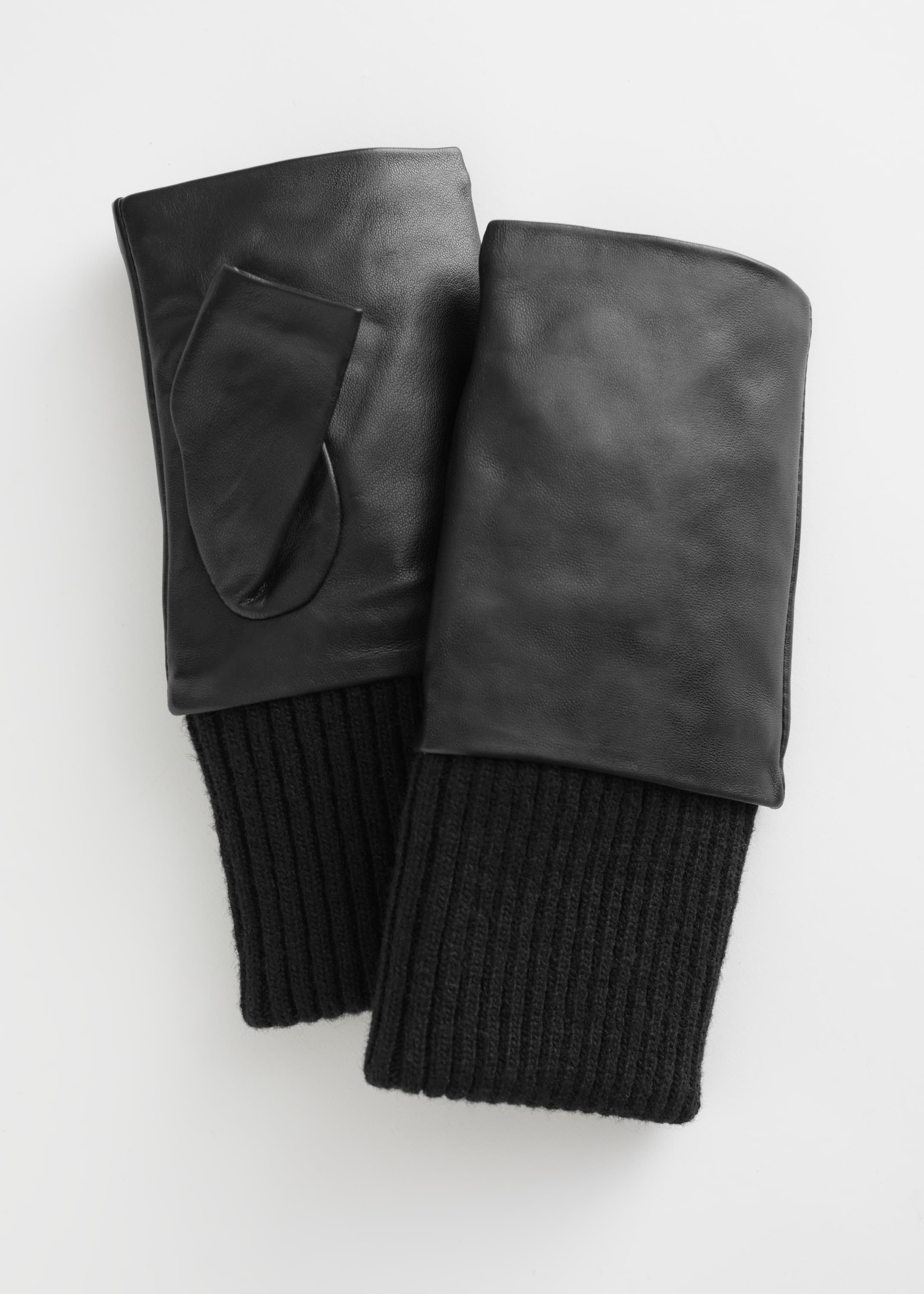 Grotere afbeelding bekijken: Leather Mitten Fingerless Gloves - Zwart - DAMES | H&M BE 1