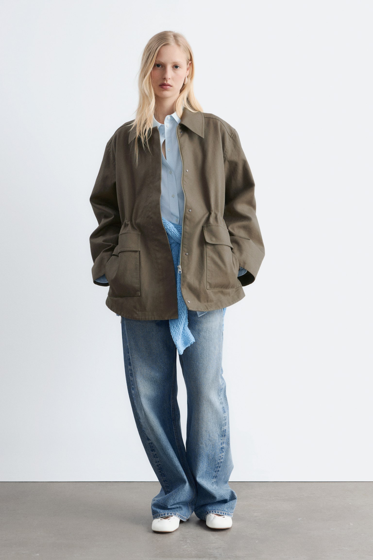 Giacca utility oversize con coulisse - Verde kaki/Marrone scuro/Giallo senape - 5