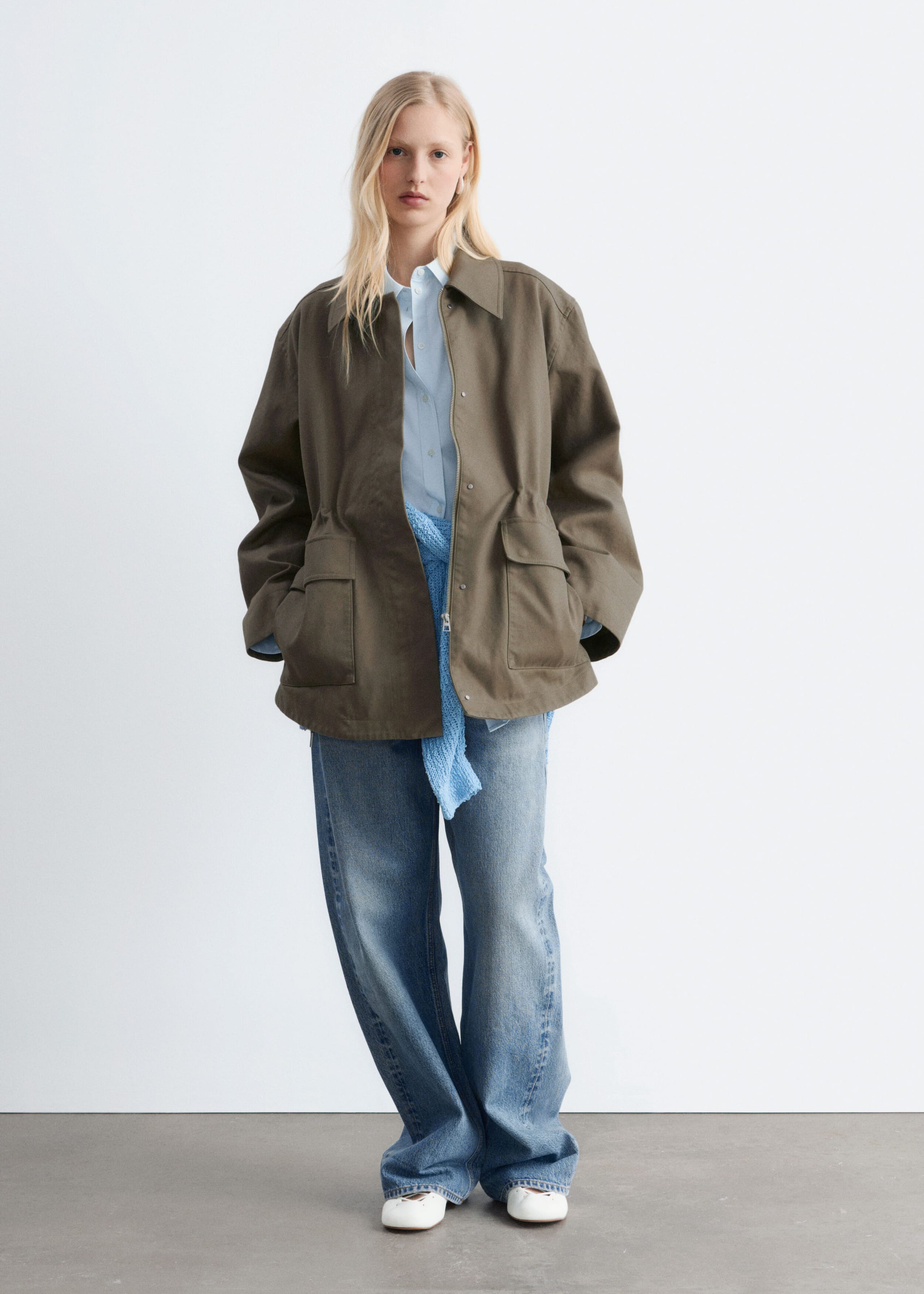 Image of Oversized Drawstring Utility Jacket