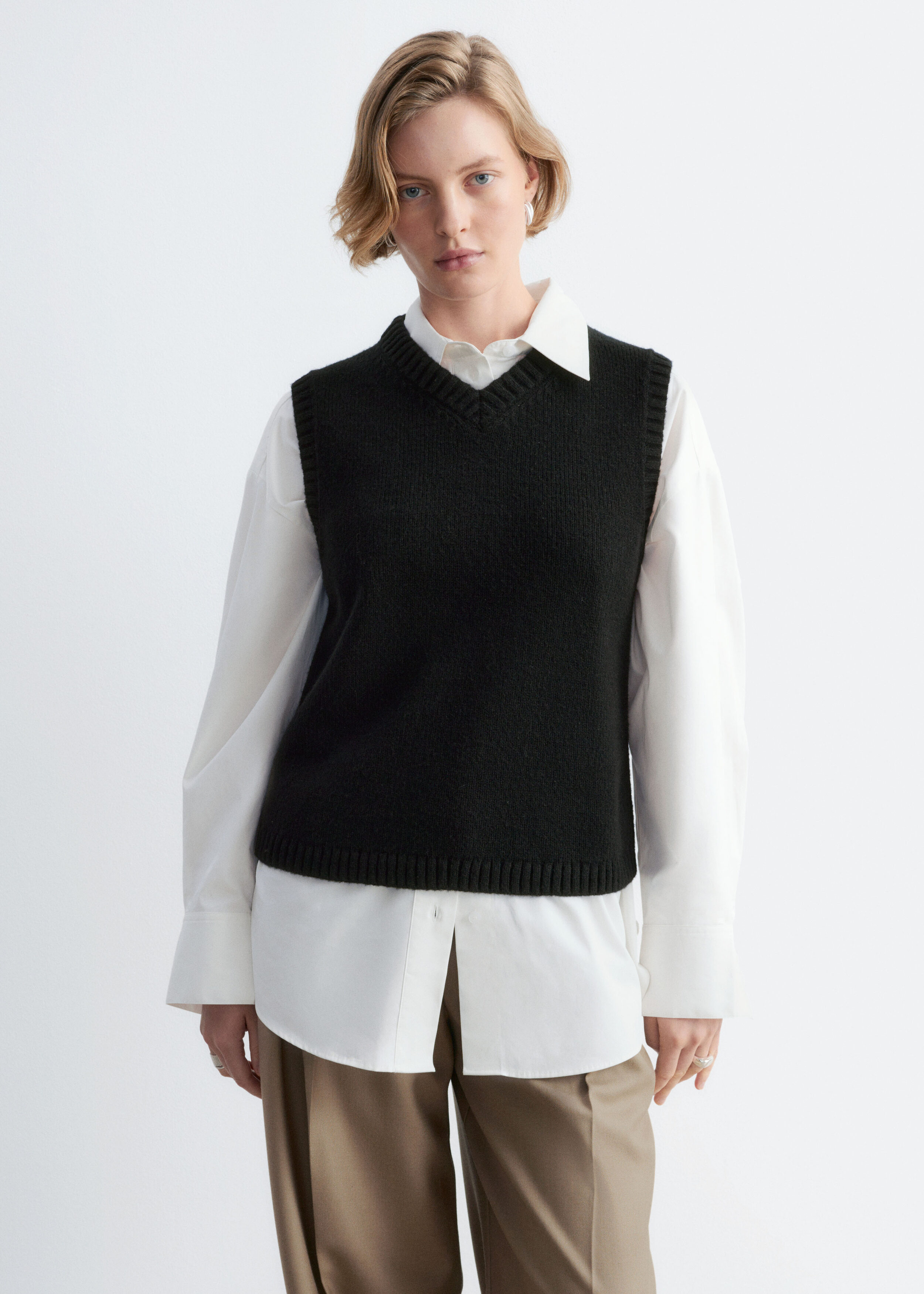 Wool-Cotton Knitted Vest - Black - Knitwear | & Other Stories US