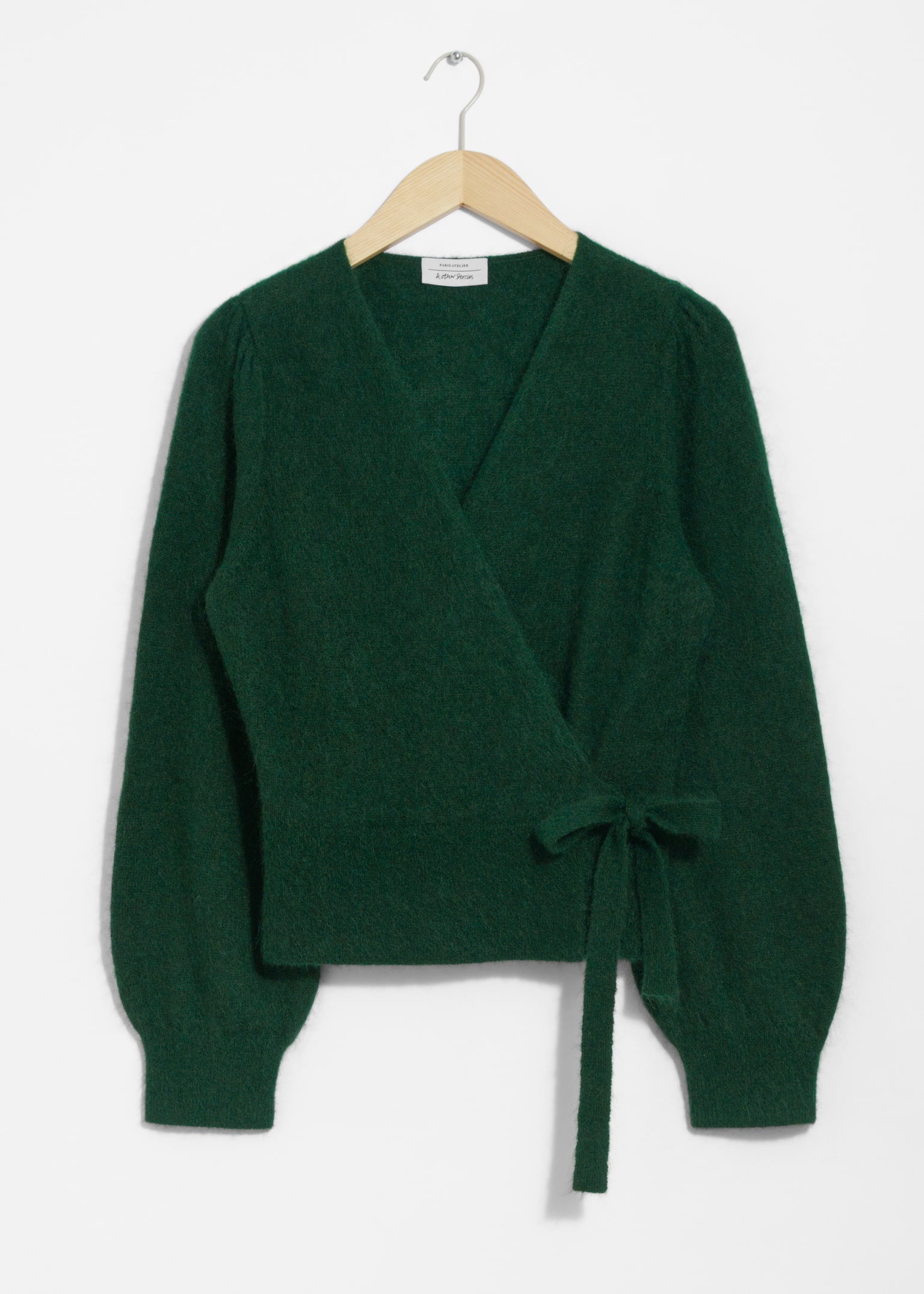 Mohair-Blend Wrap Cardigan - Dark Green/Crème/Oudroze/Beige/Beige/Lichtblauw/Zwart/Plum/Donkerbruin/Petrolblauw