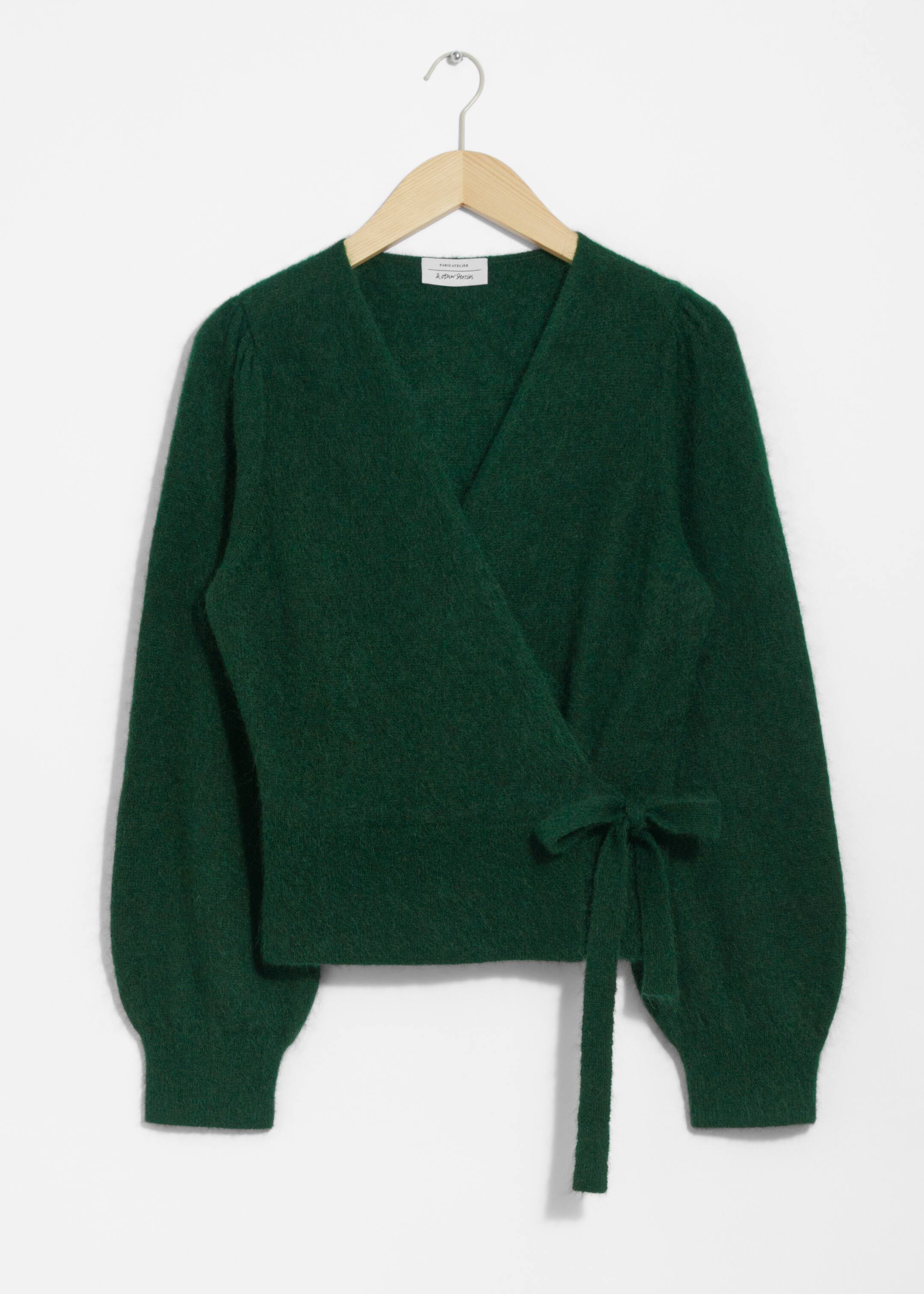 Grösseres Bild ansehen: Strickjacke aus Mohair-Mix in Wickeloptik - Dunkelgrün - DAMEN | H&M CH 1