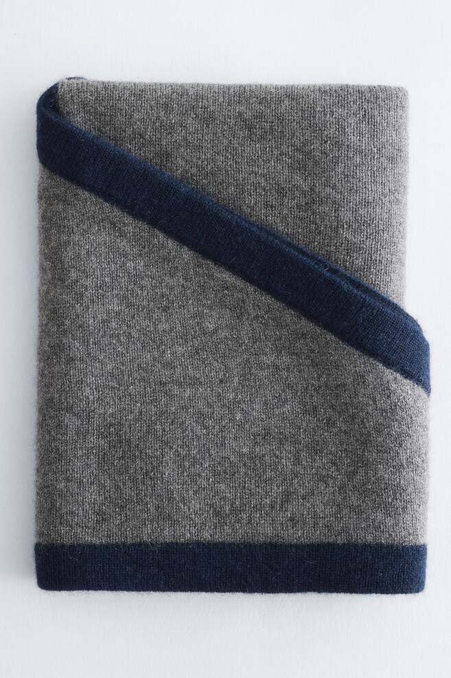 Foulard triangulaire en soie et cachemire - Gris/Noir/Bleu foncé/Brun - 1