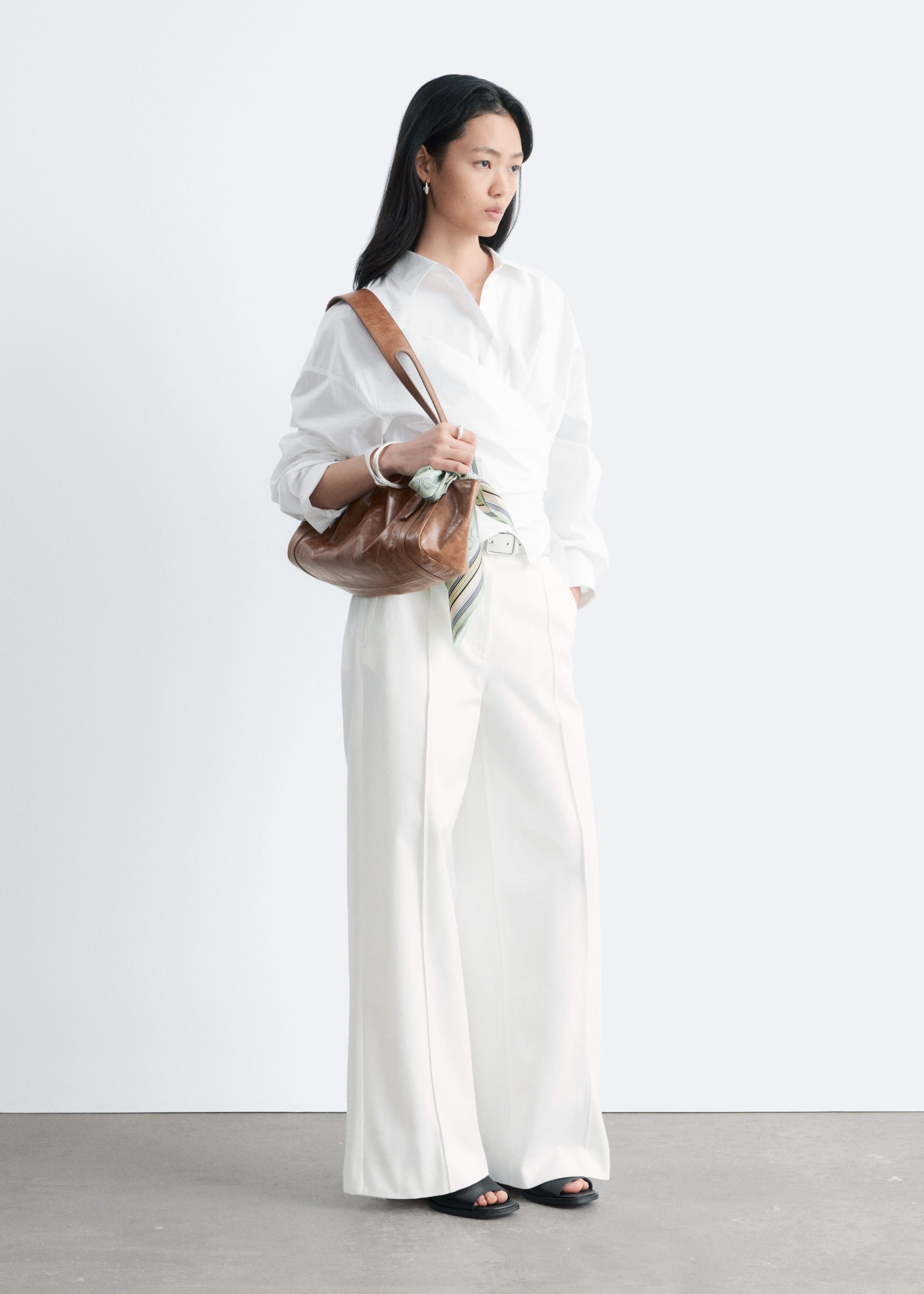 Image of Tie-Waist Cotton Shirt