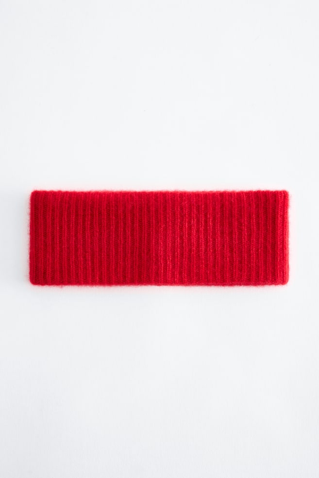 Fascia per capelli in cashmere a coste - Rosso/Grigio mélange/Marrone scuro - 1
