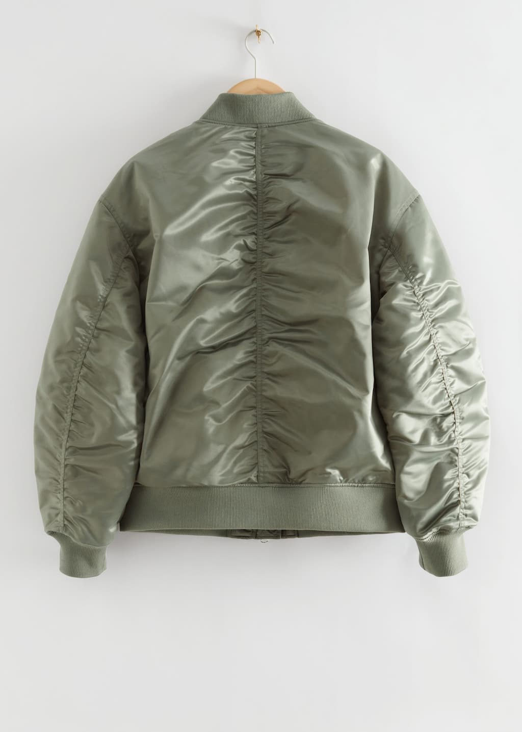 Oversized Satin Flight Jacket - Light Green - Still Life