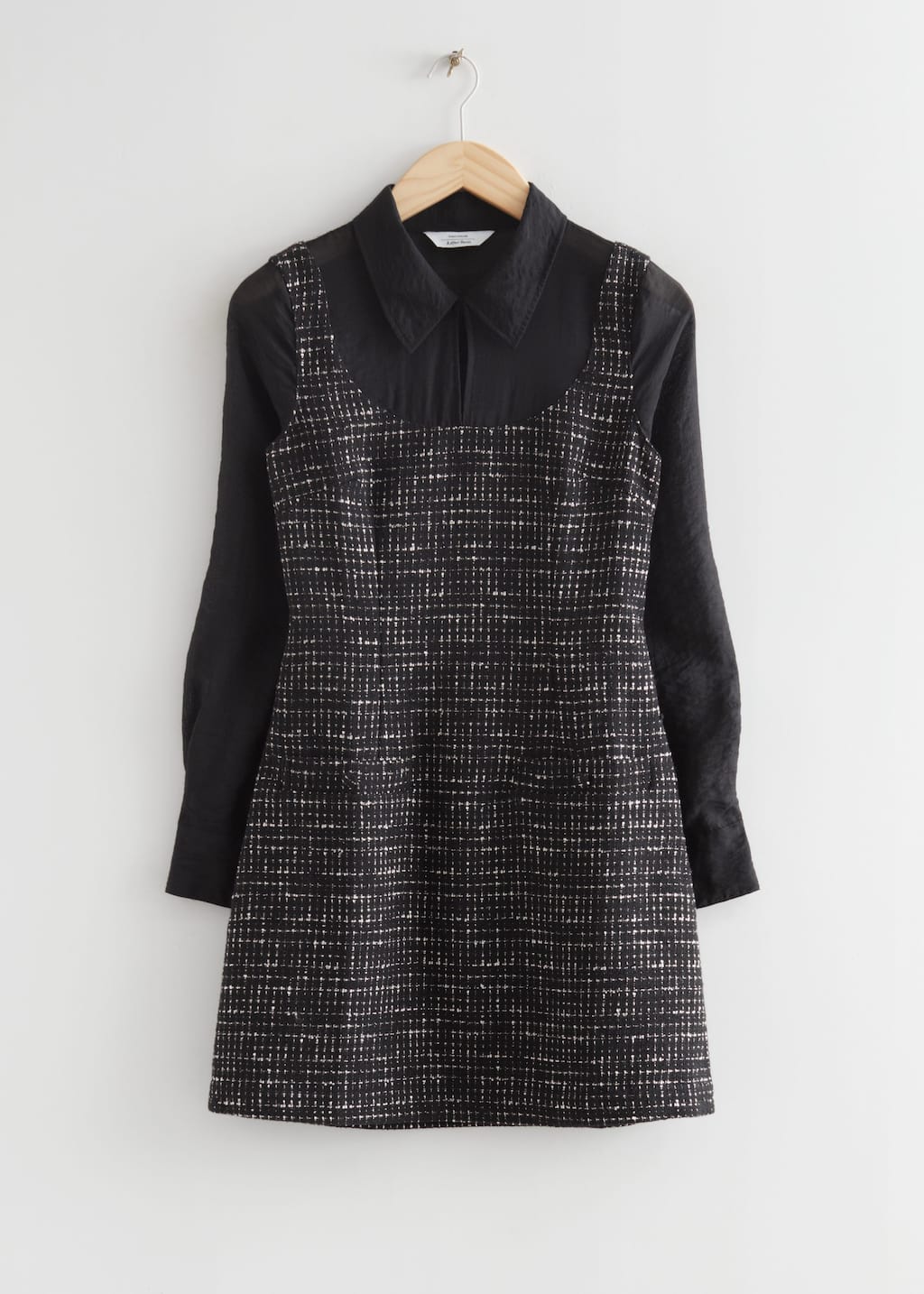 Fitted Tweed Mini Dress - Black Tweed - Still Life
