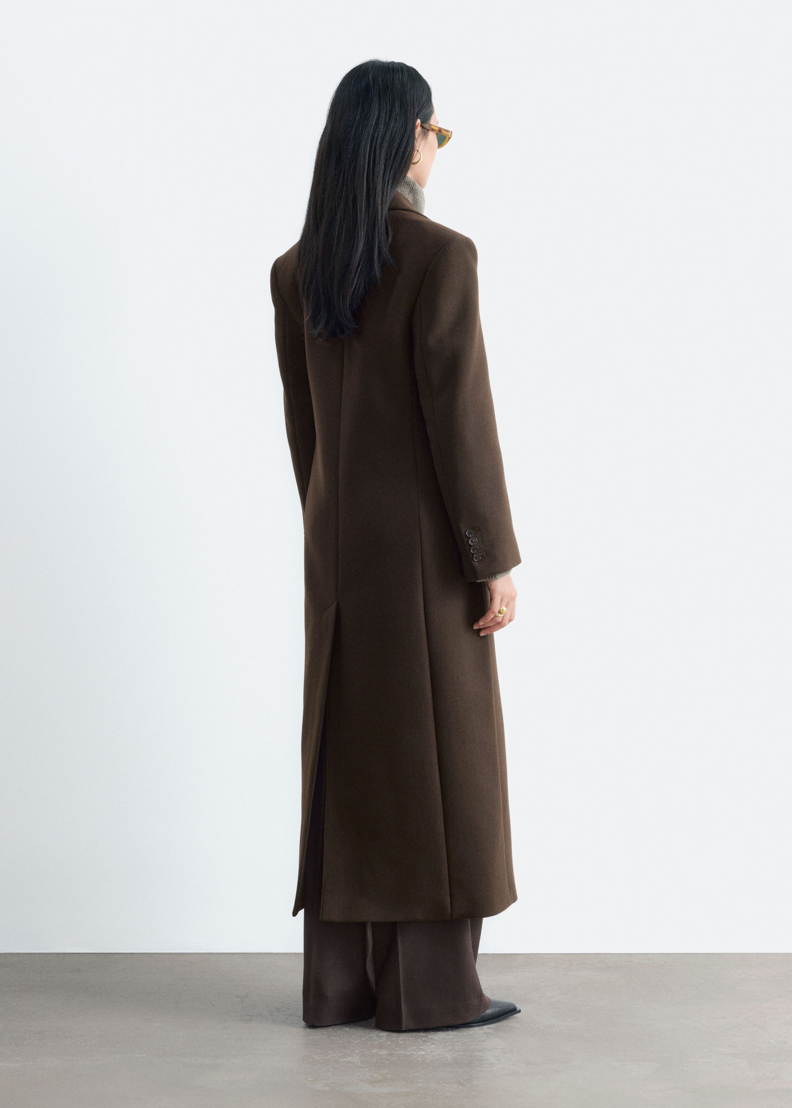 Long Wool Coat - Zwart - Lookbook