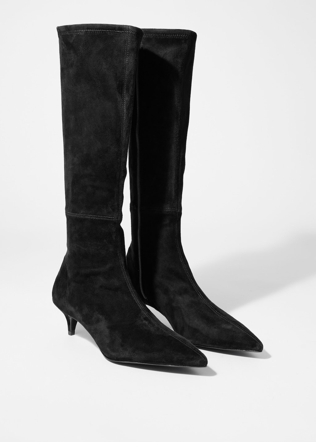 Image of Bottes hauteur genou en daim extensible